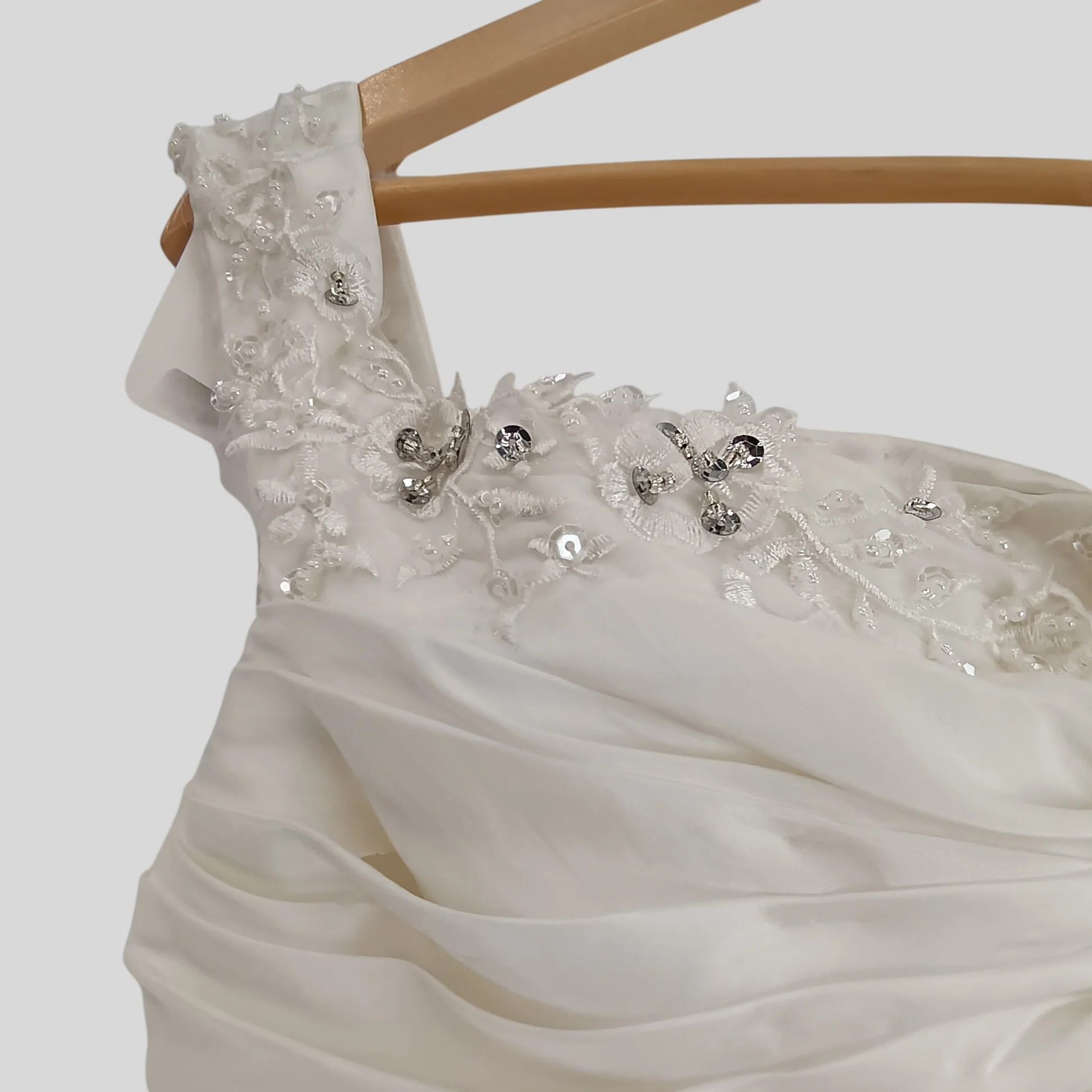 HY Ivory Hi-low Wedding Draped Dress Embellished UK S  Womenswear | Pre-loved - Image 4