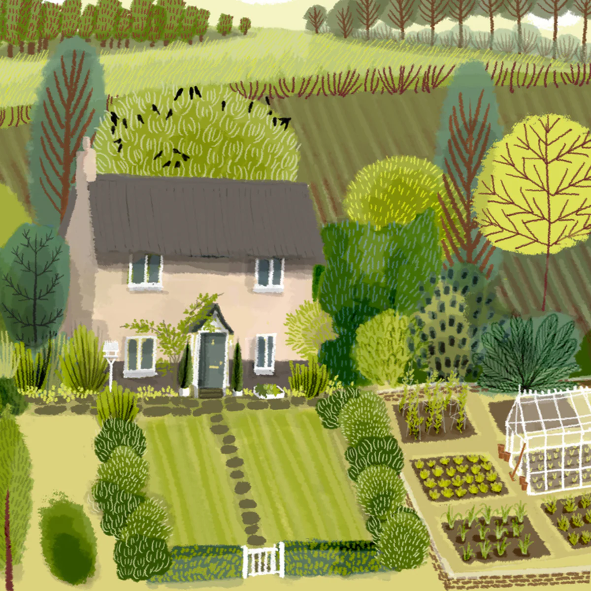 Illustrated scenes set of 6 greeting cards - Image 2