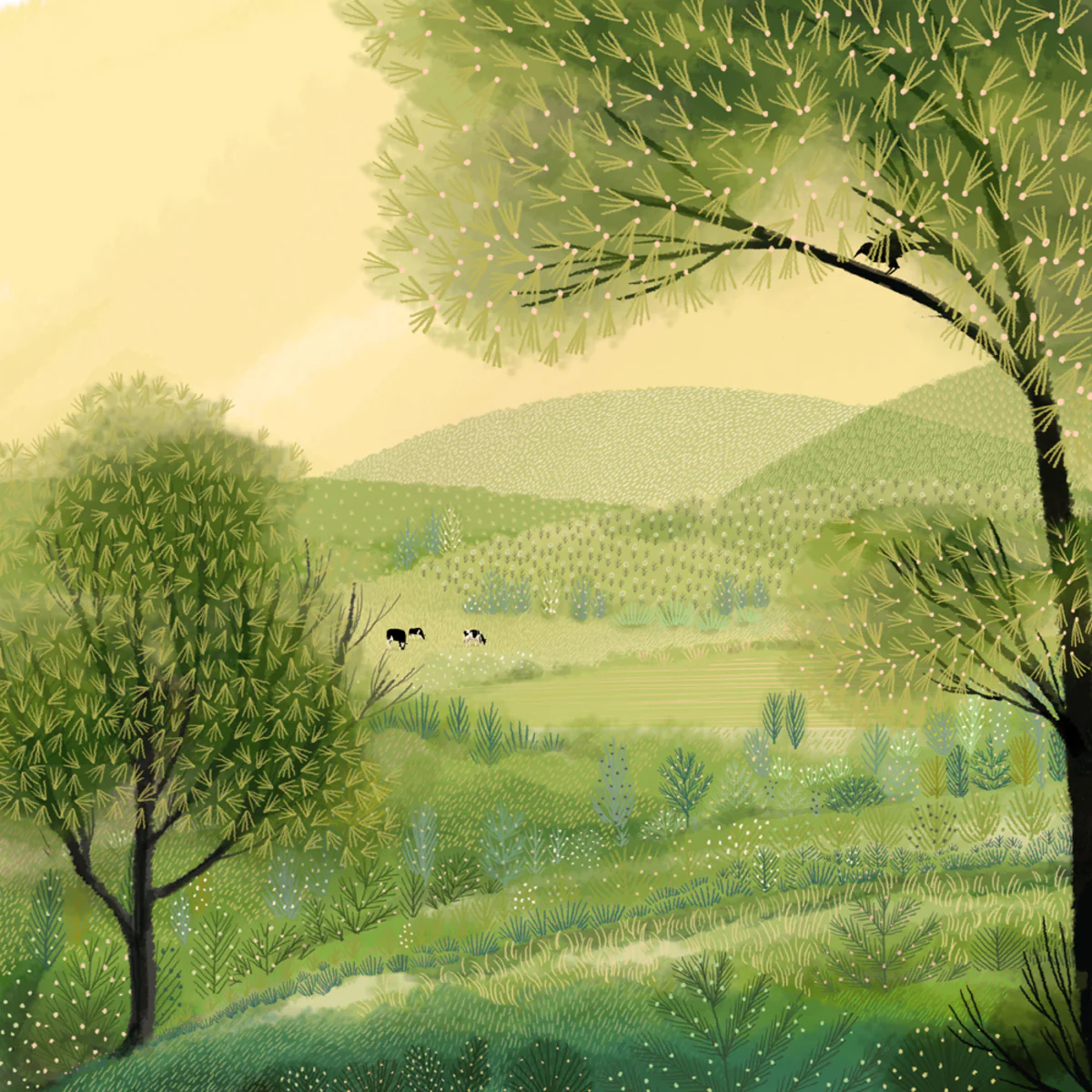 Illustrated scenes set of 6 greeting cards - Image 6