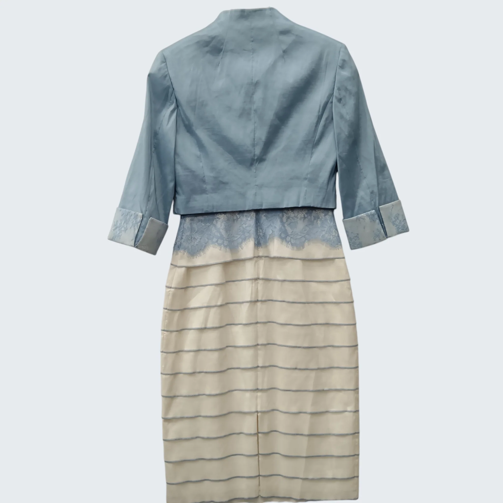 Ispirato Mother Of Bride Outfit Cream / Sky Blue Lace Details Dress With Matching Jacket  UK 10 -Tags On - Womenswear | Pre-loved - Image 2