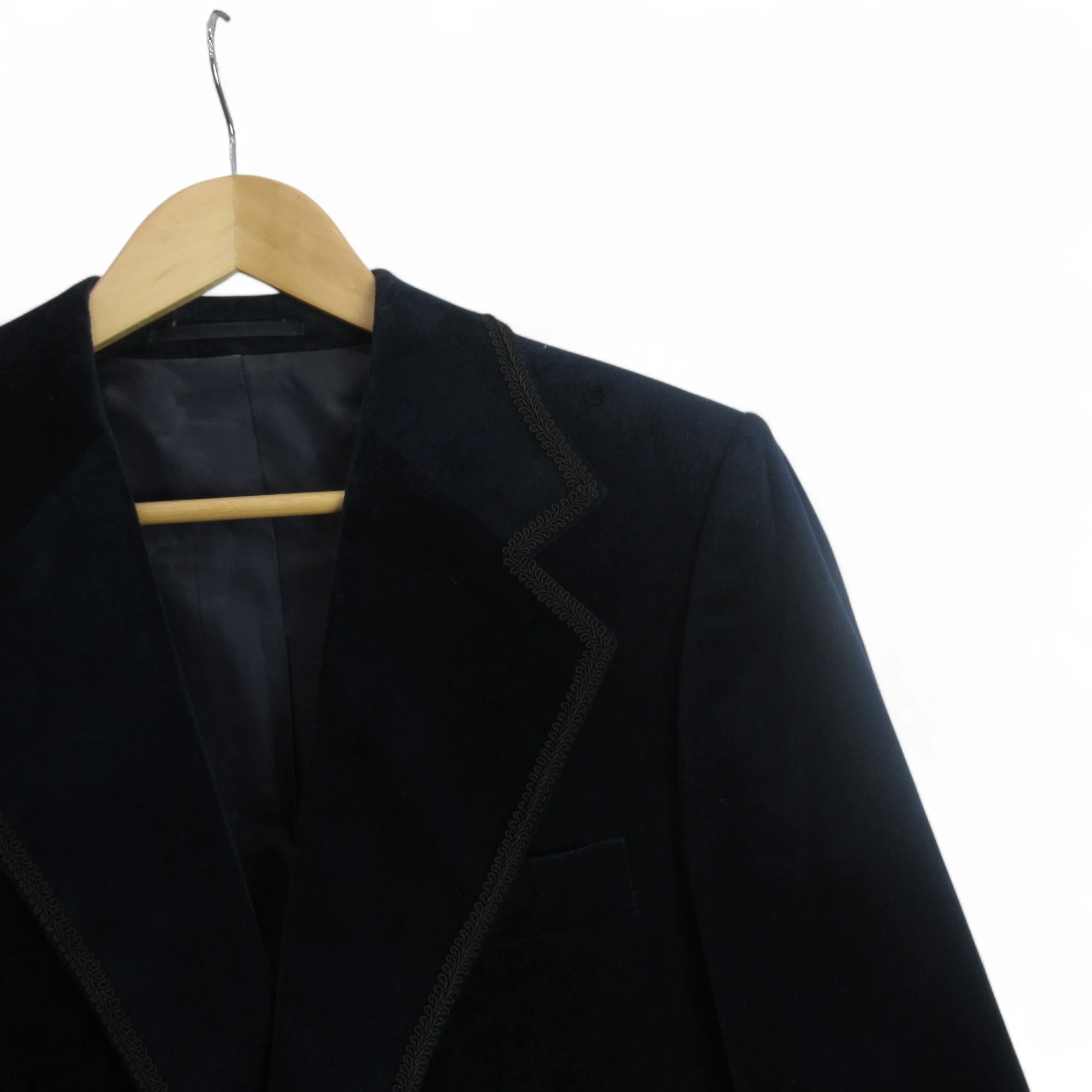 International Style Vintage Small Blue Velvet Blazer Menswear | Preloved - Image 2