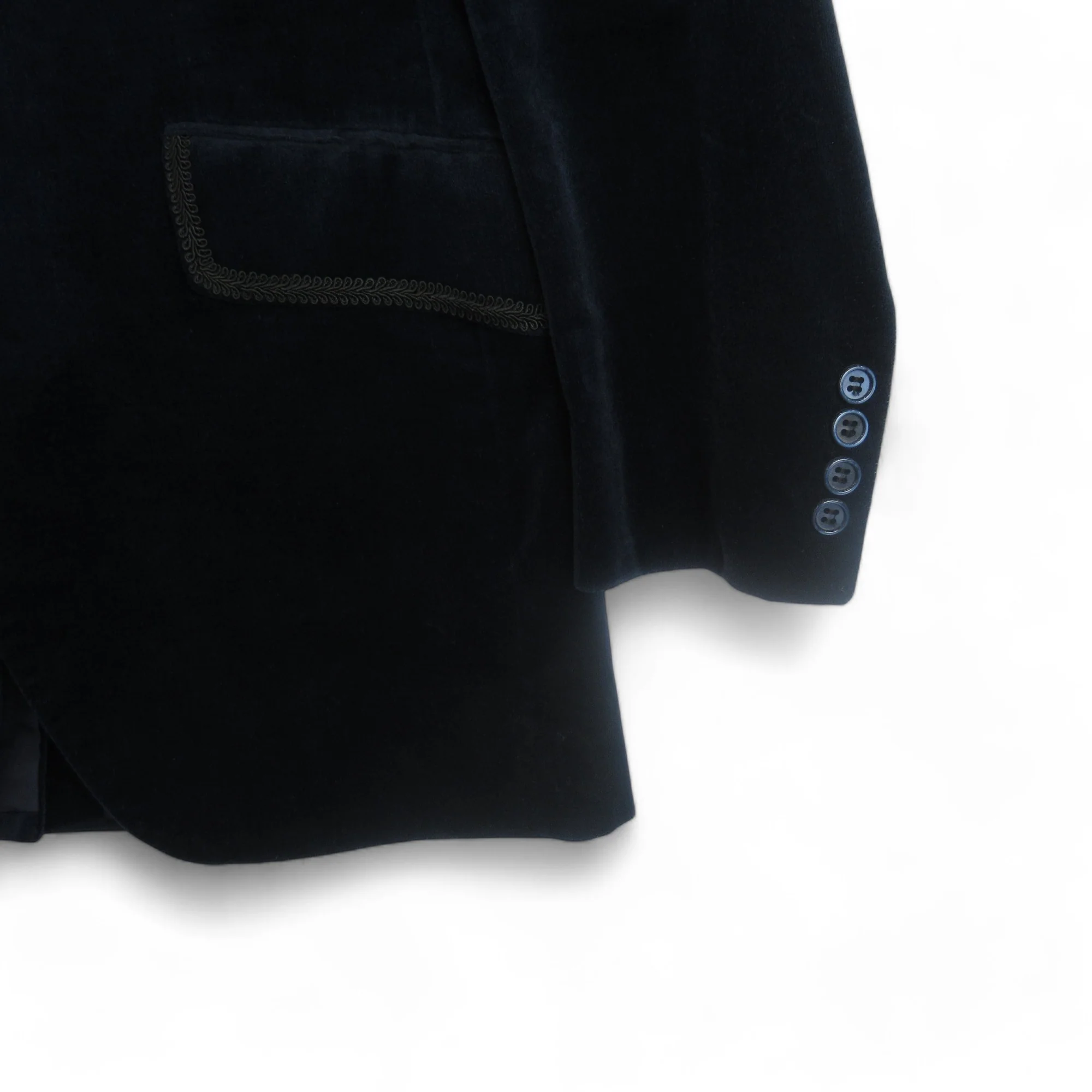 International Style Vintage Small Blue Velvet Blazer Menswear | Preloved - Image 3