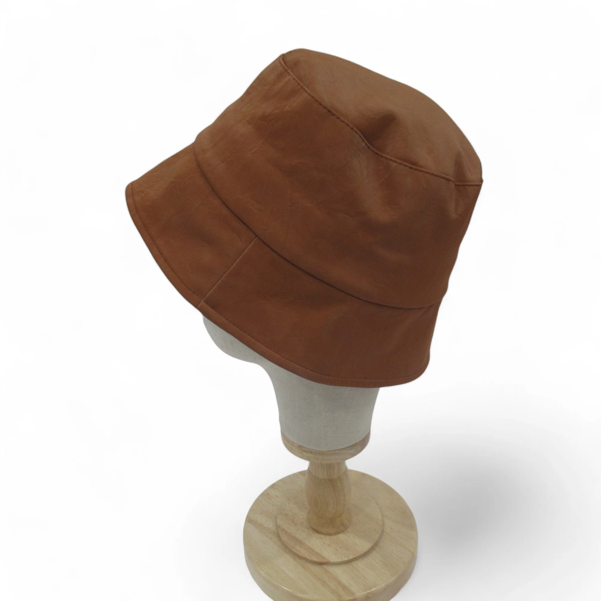 Intrend Brown Bucket Hat Vegan Leather Menswear | Preloved - Image 2