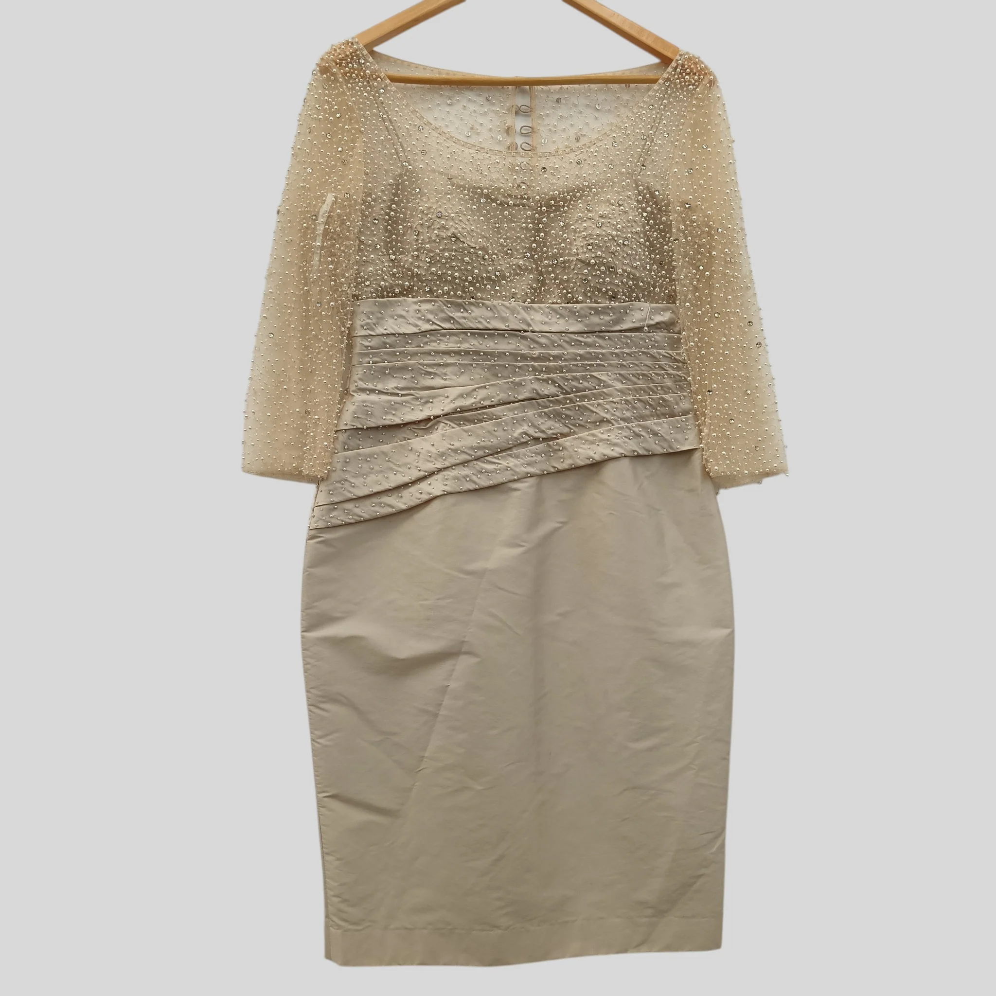 Irresistible by Veromia Mother of Bride Gold Embellished Dress UK 12 Womenswear | Pre-loved