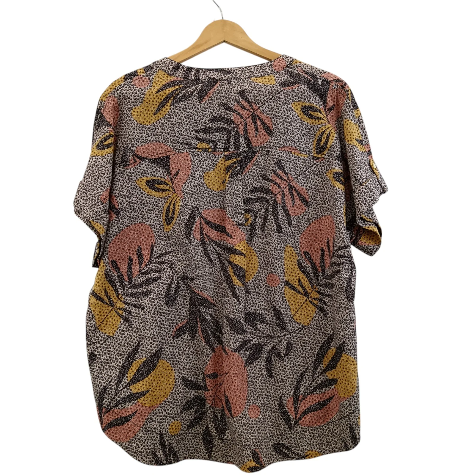 Isle Collection Ladies Dusky Pink & Yellow Botanical Blouse UK 22 Womenswear | Pre-loved - Image 2