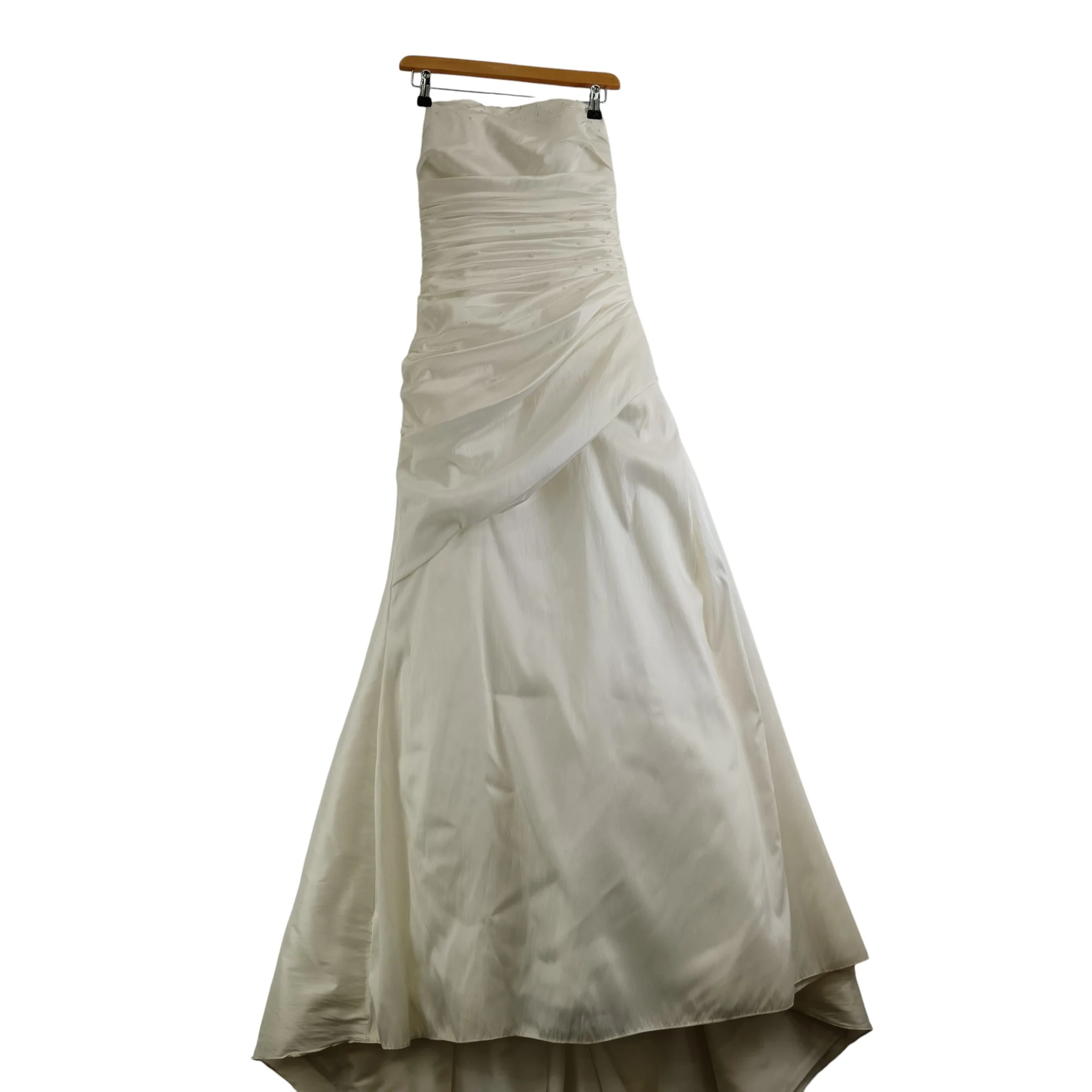Ivory Satin Wedding Hi-low Draped Dress Strapless UK 12  Womenswear | Pre-loved