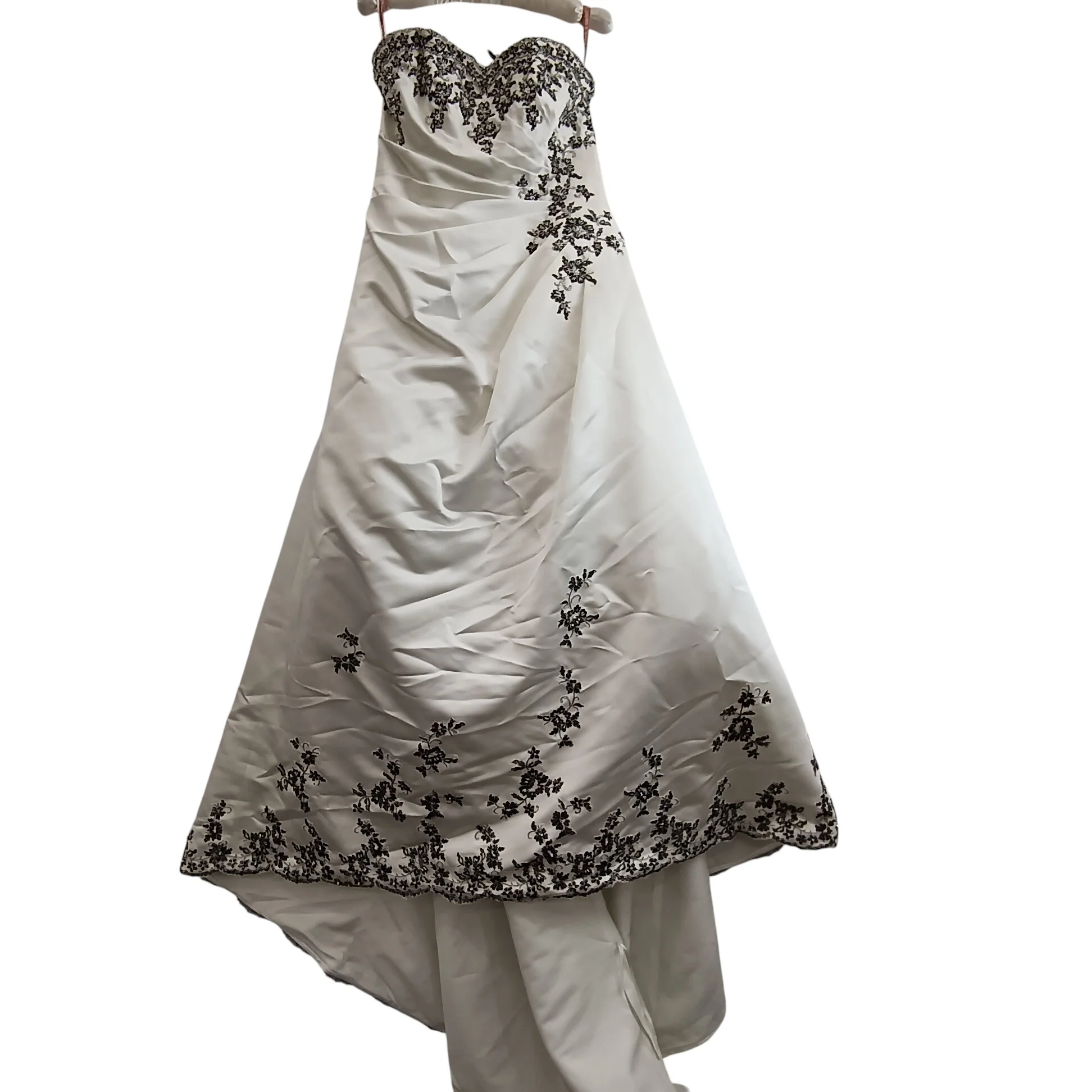 Ivory With Black Embellishment Striped Wedding Dress UK 12-  Womenswear | Pre-loved