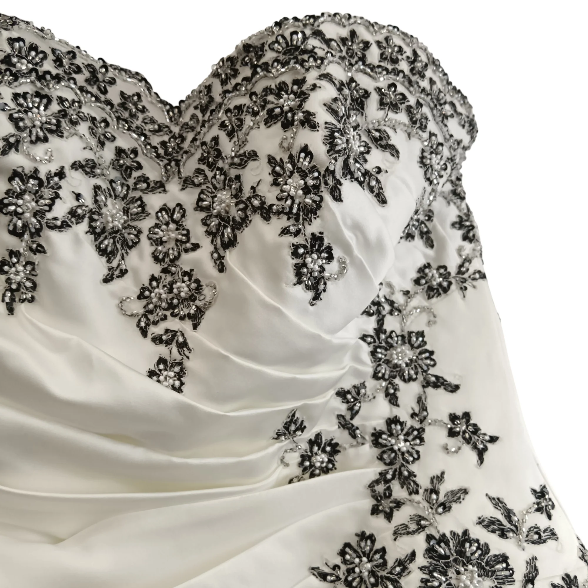 Ivory With Black Embellishment Striped Wedding Dress UK 12-  Womenswear | Pre-loved - Image 3