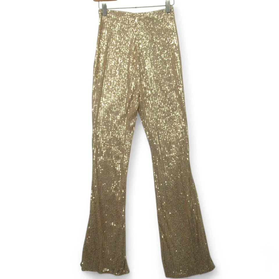 Jaded Rose Trousers UK 8 Gold Sequin Womenswear - Preloved