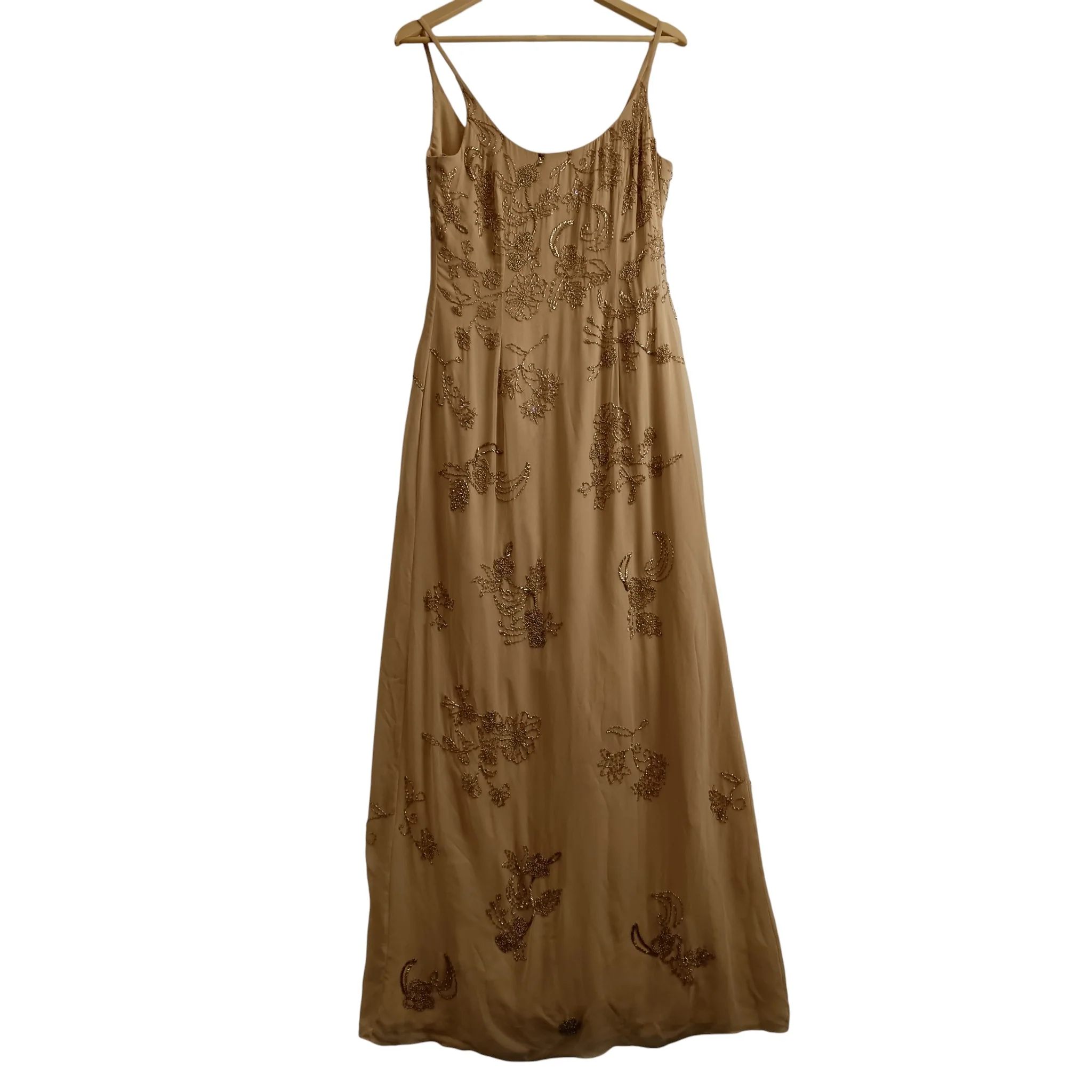 John Charles Embroidered Gold Beige Long Dress UK 12 -Tags On - Womenswear | Pre-loved