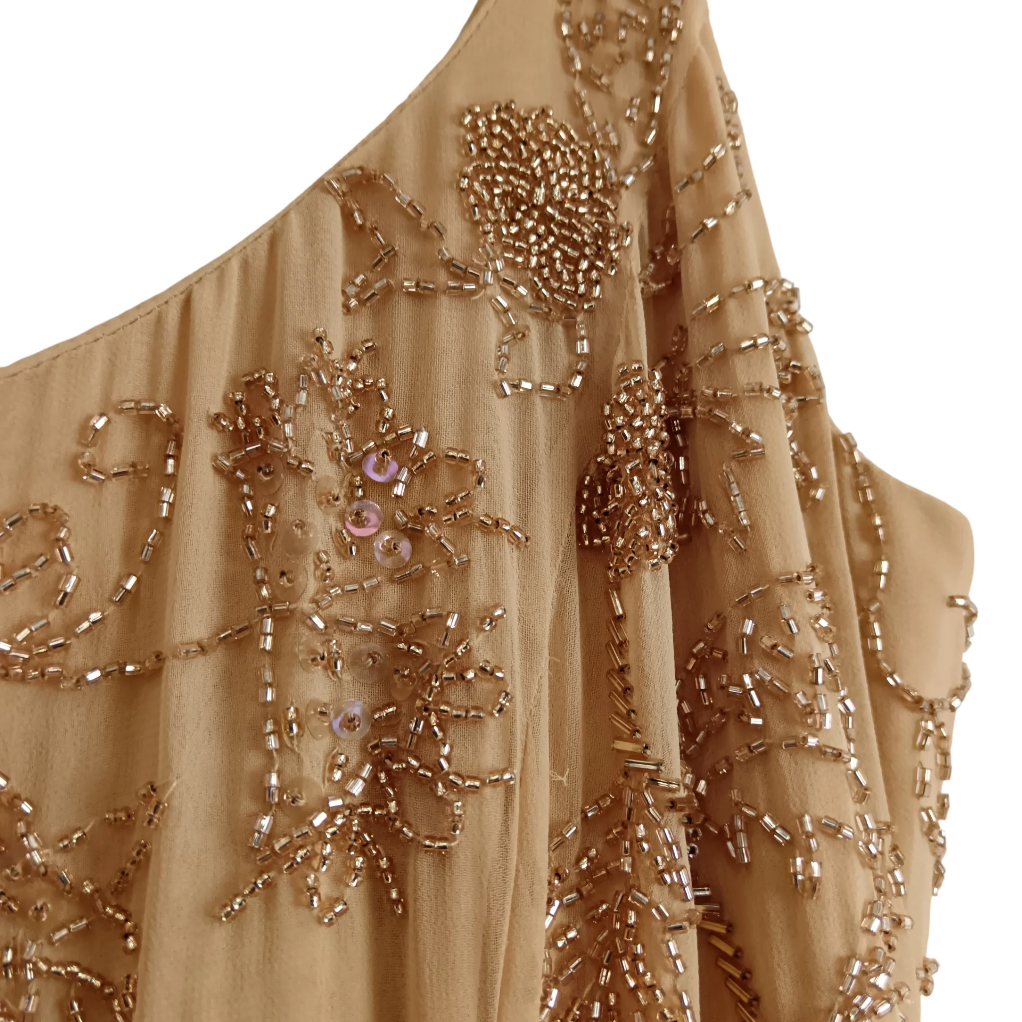 John Charles Embroidered Gold Beige Long Dress UK 12 -Tags On - Womenswear | Pre-loved - Image 3
