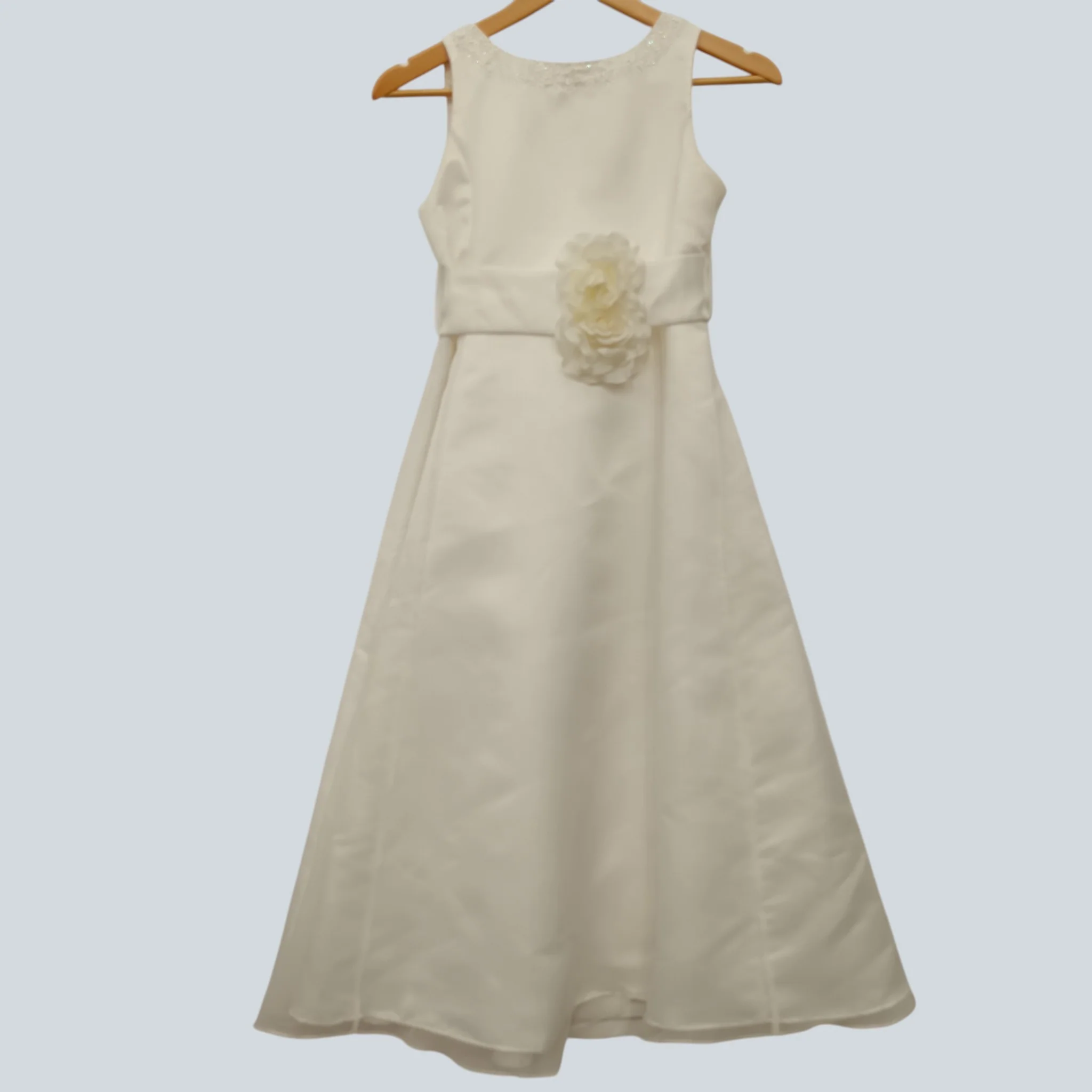 John Lewis Girls Wedding Special Occasion White Dress Decorative Belt UK 11 Years | Pre-loved