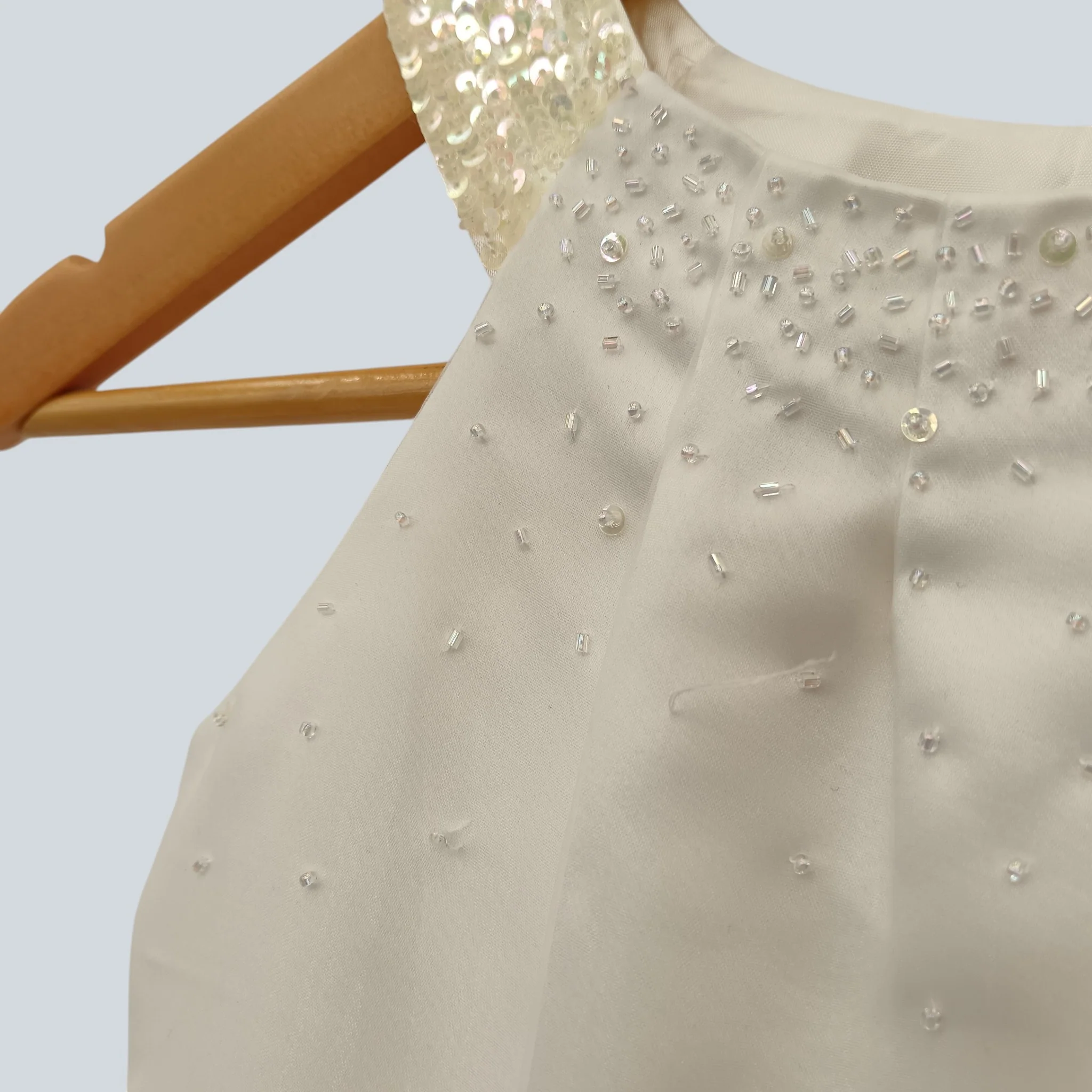 John Lewis Girls Wedding Special Occasion White Embellished Dress UK 7 Years | Pre-loved - Image 3