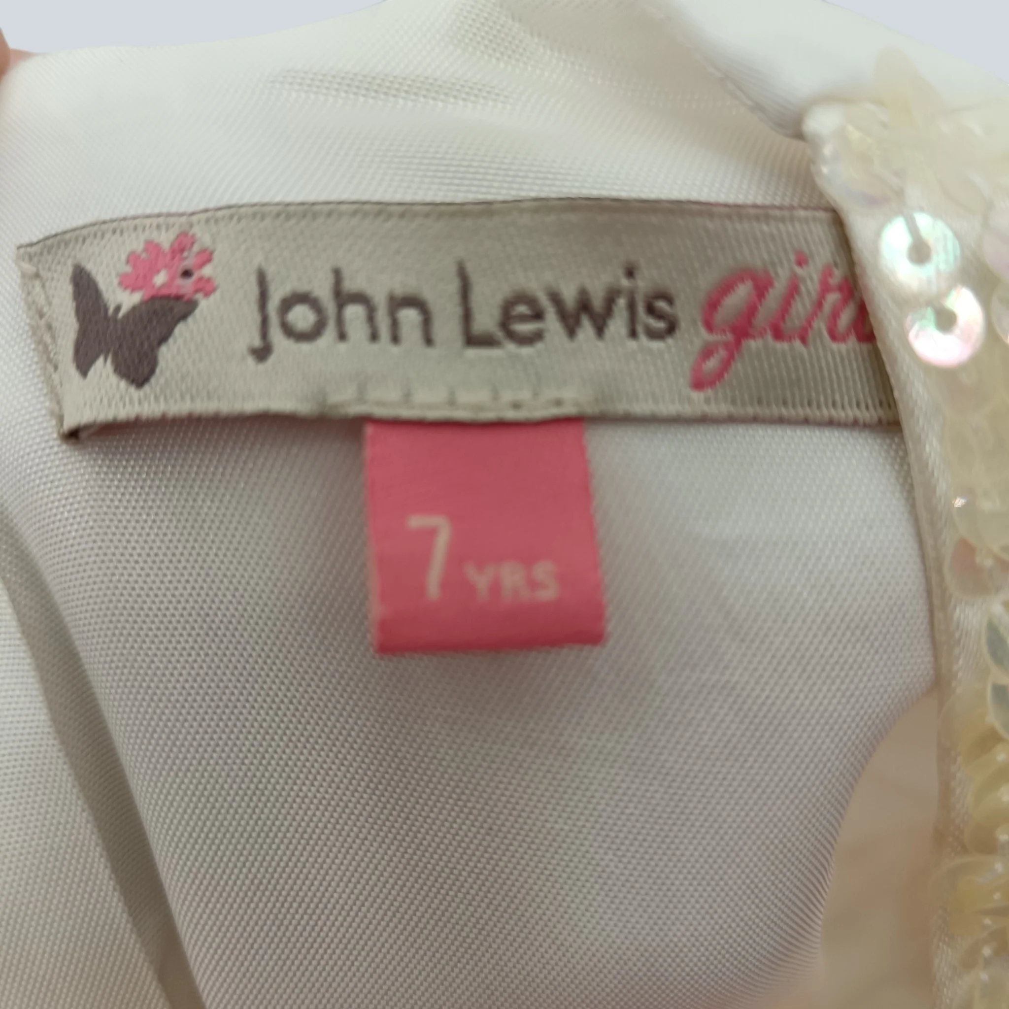 John Lewis Girls Wedding Special Occasion White Embellished Dress UK 7 Years | Pre-loved - Image 4