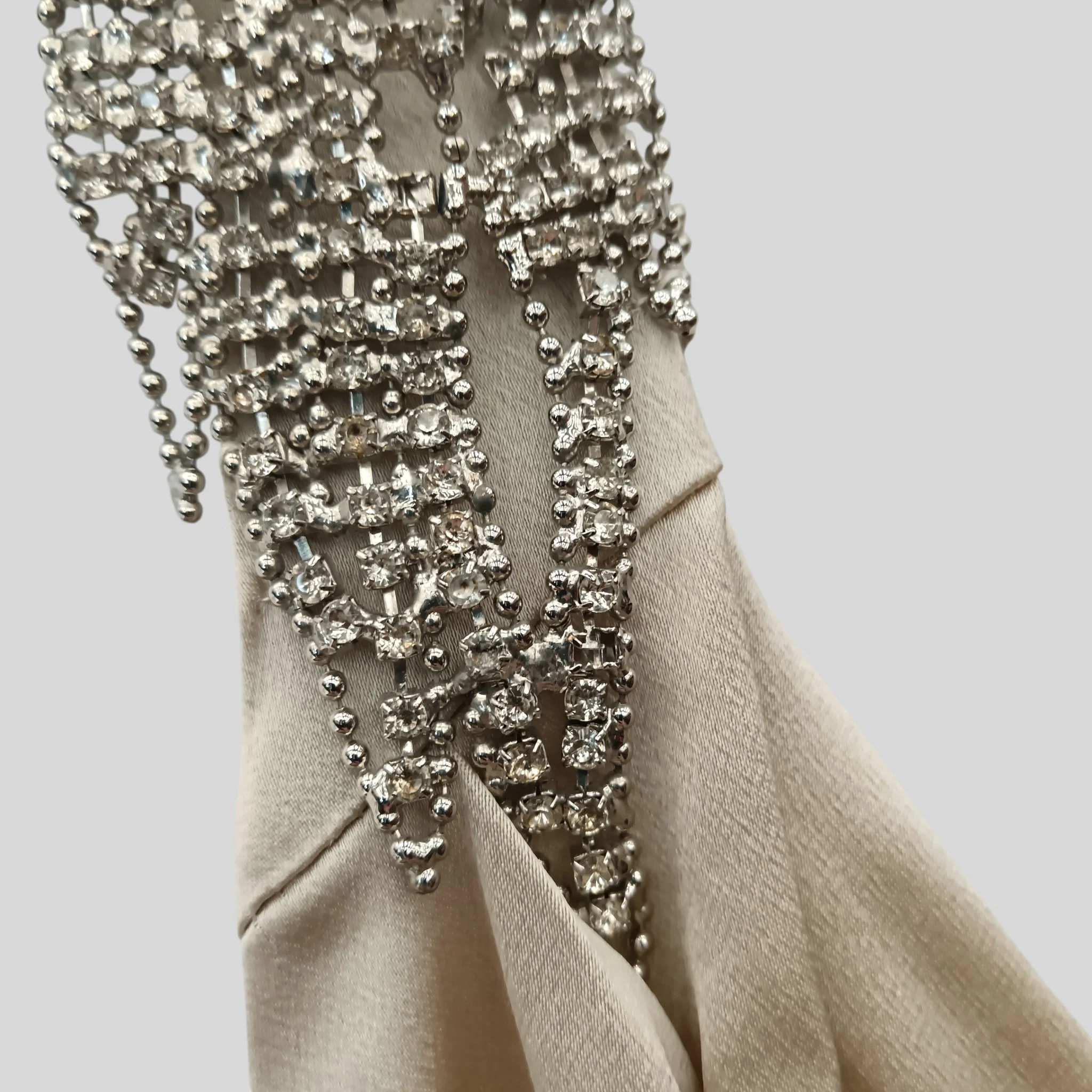 John Lewis Wedding Special Occasion Full Length Champagne Satin Dress UK 12 - Womenswear | Pre-loved - Image 3