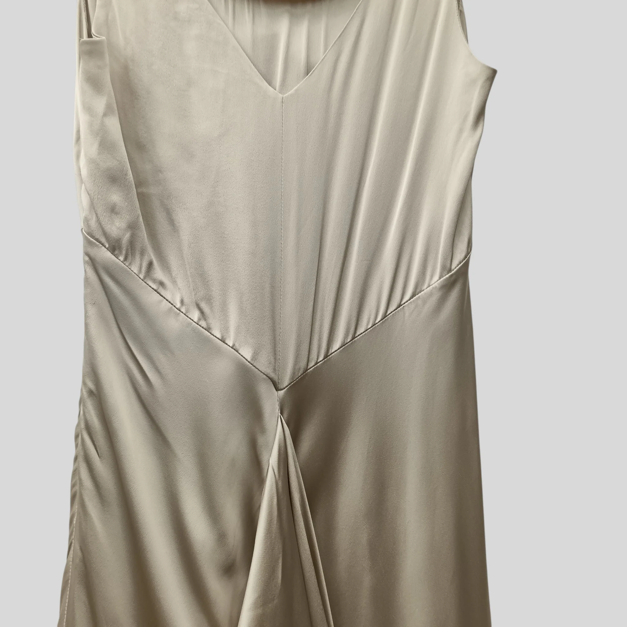 John Lewis Wedding Special Occasion Full Length Champagne Satin Dress UK 12 - Womenswear | Pre-loved - Image 5