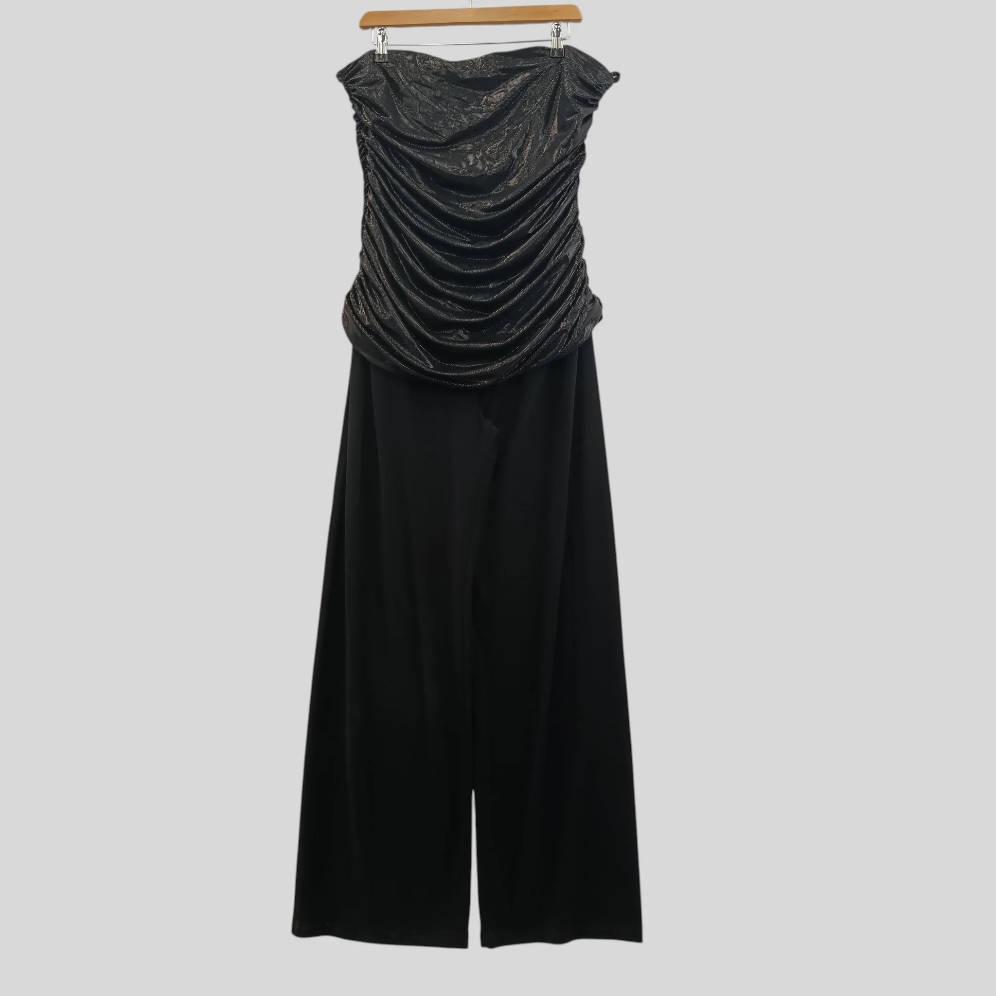 Joseph Ribbkoff  Strapless Ladies Wide Leg Jumpsuit Black Metallic Draped Top UK 16 -Tags On - Womenswear | Pre-loved