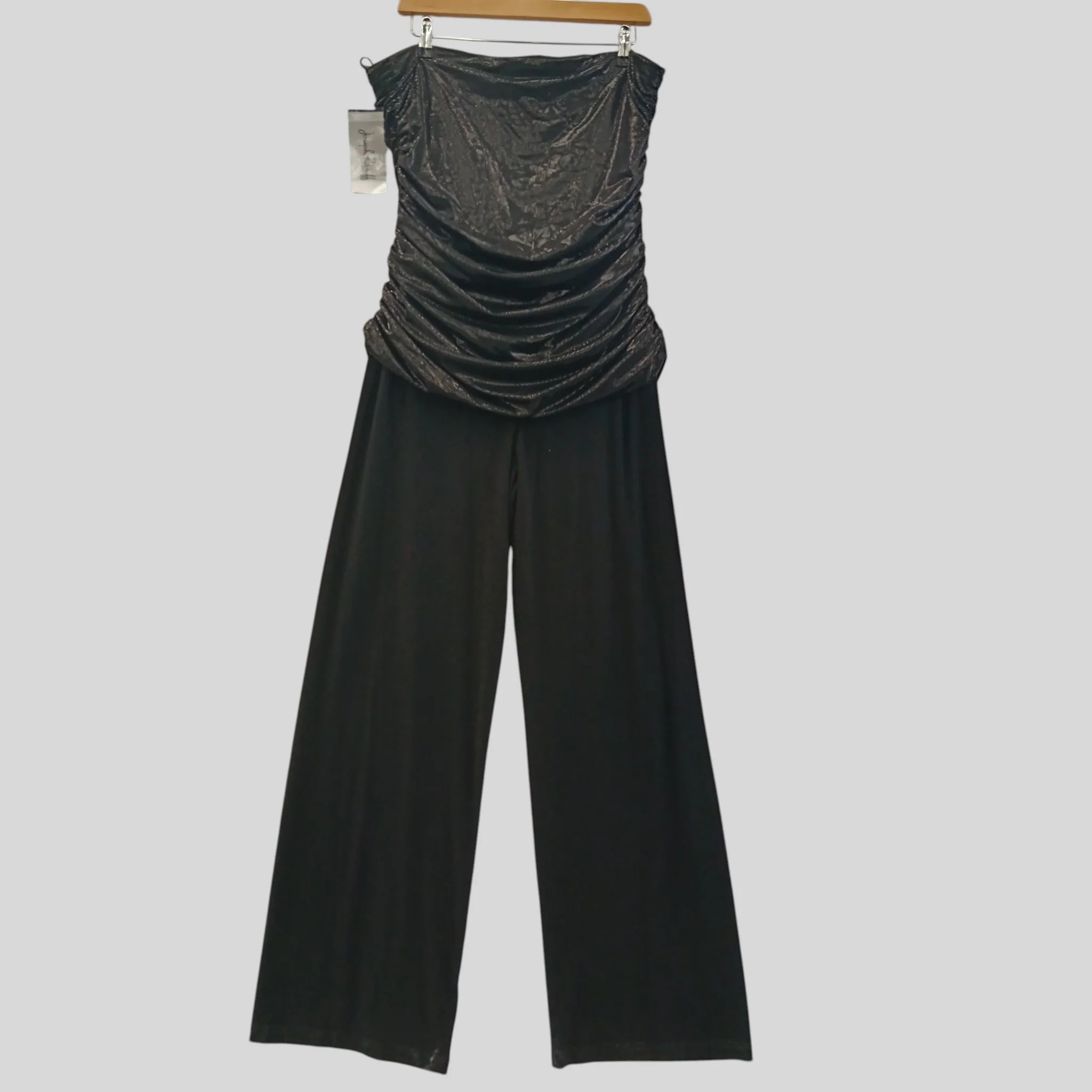 Joseph Ribbkoff  Strapless Ladies Wide Leg Jumpsuit Black Metallic Draped Top UK 16 -Tags On - Womenswear | Pre-loved - Image 2