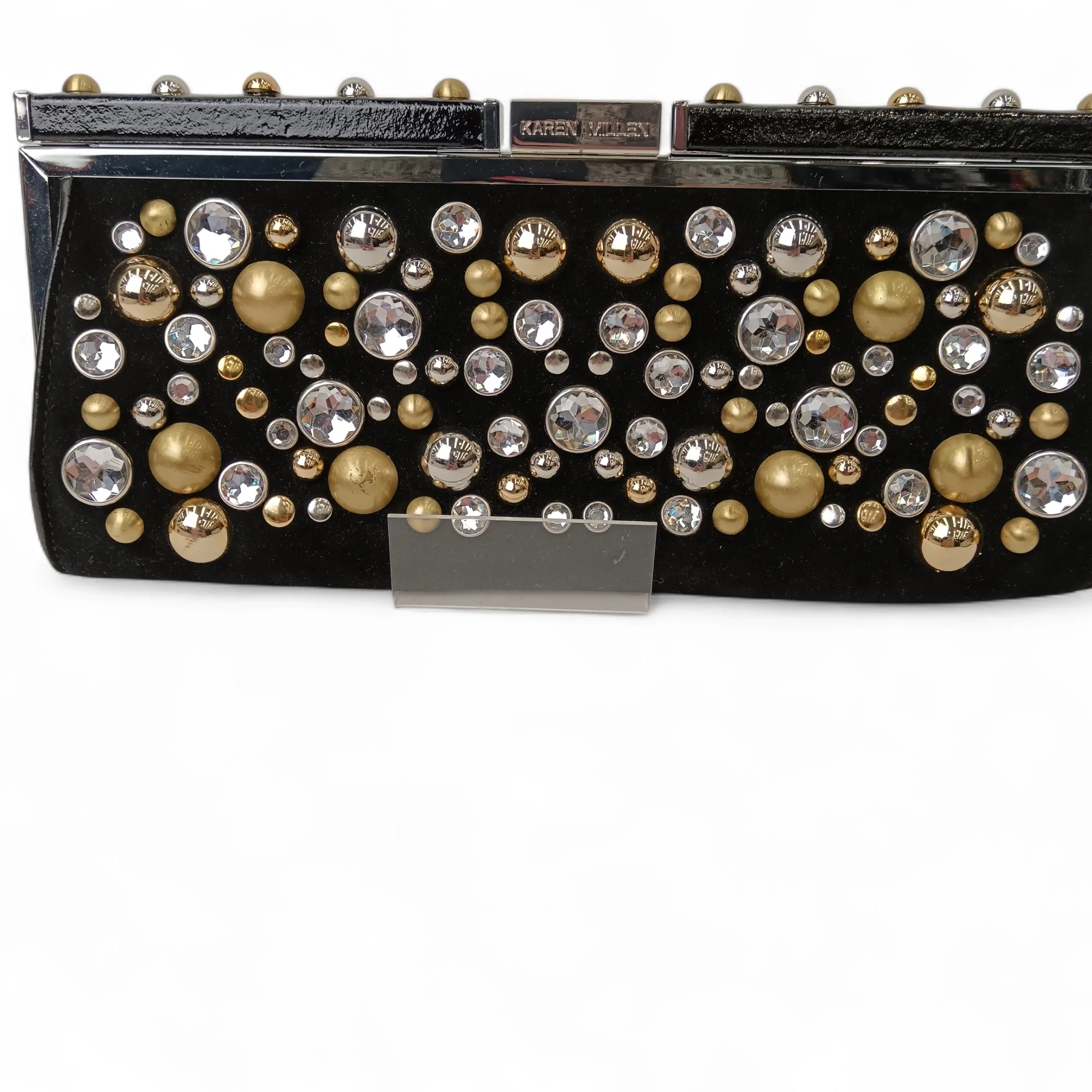 Karen Millen Black Studded Black Suede Clutch Bag- Tags On- Womenswear | Pre-loved