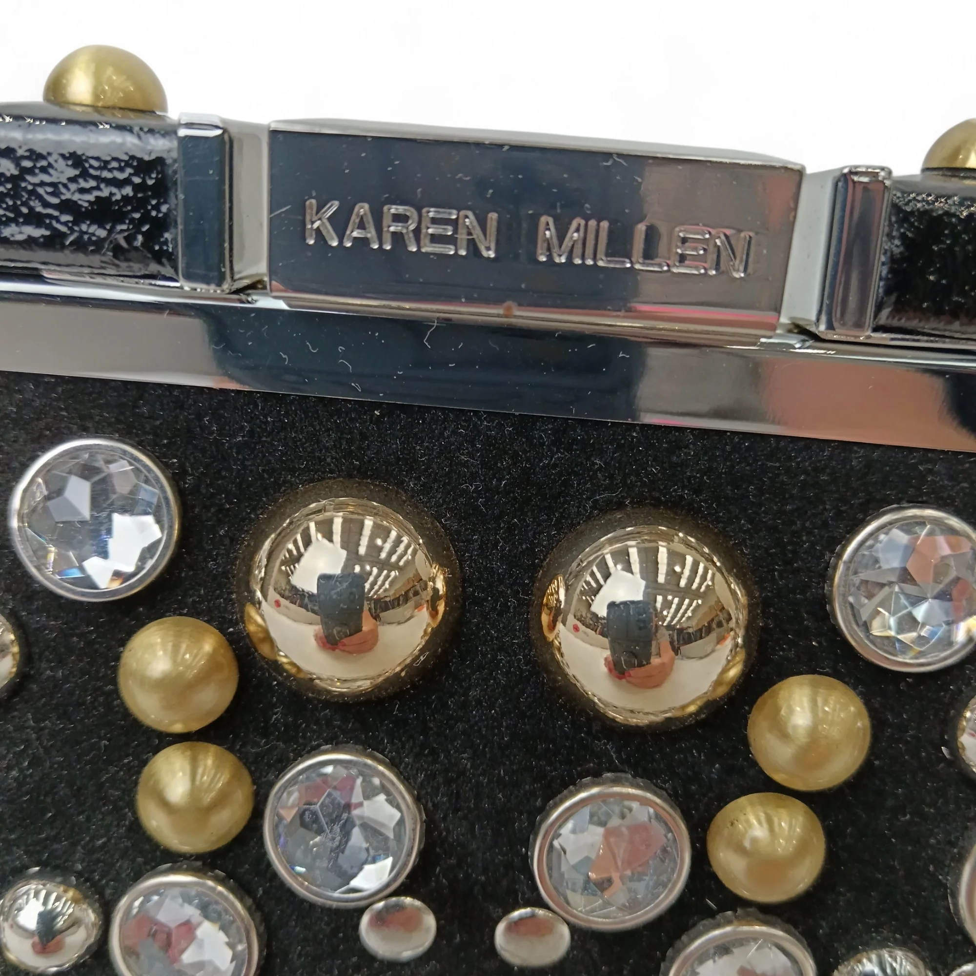 Karen Millen Black Studded Black Suede Clutch Bag- Tags On- Womenswear | Pre-loved - Image 3