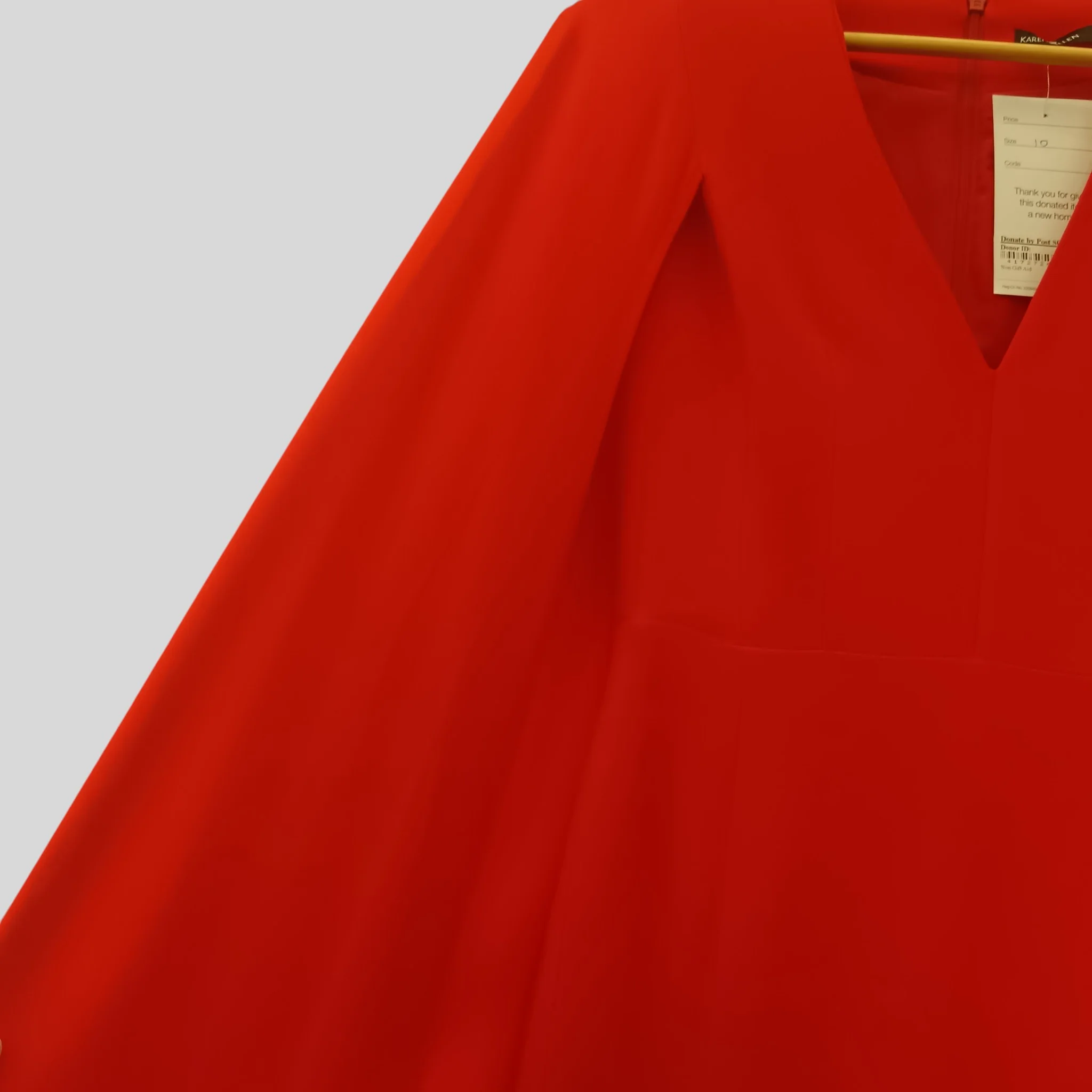 Karen Millen Full Length Special Occasion Red Dress Cape Sleeves Side Slits UK 10 Womenswear | Pre-loved - Image 3