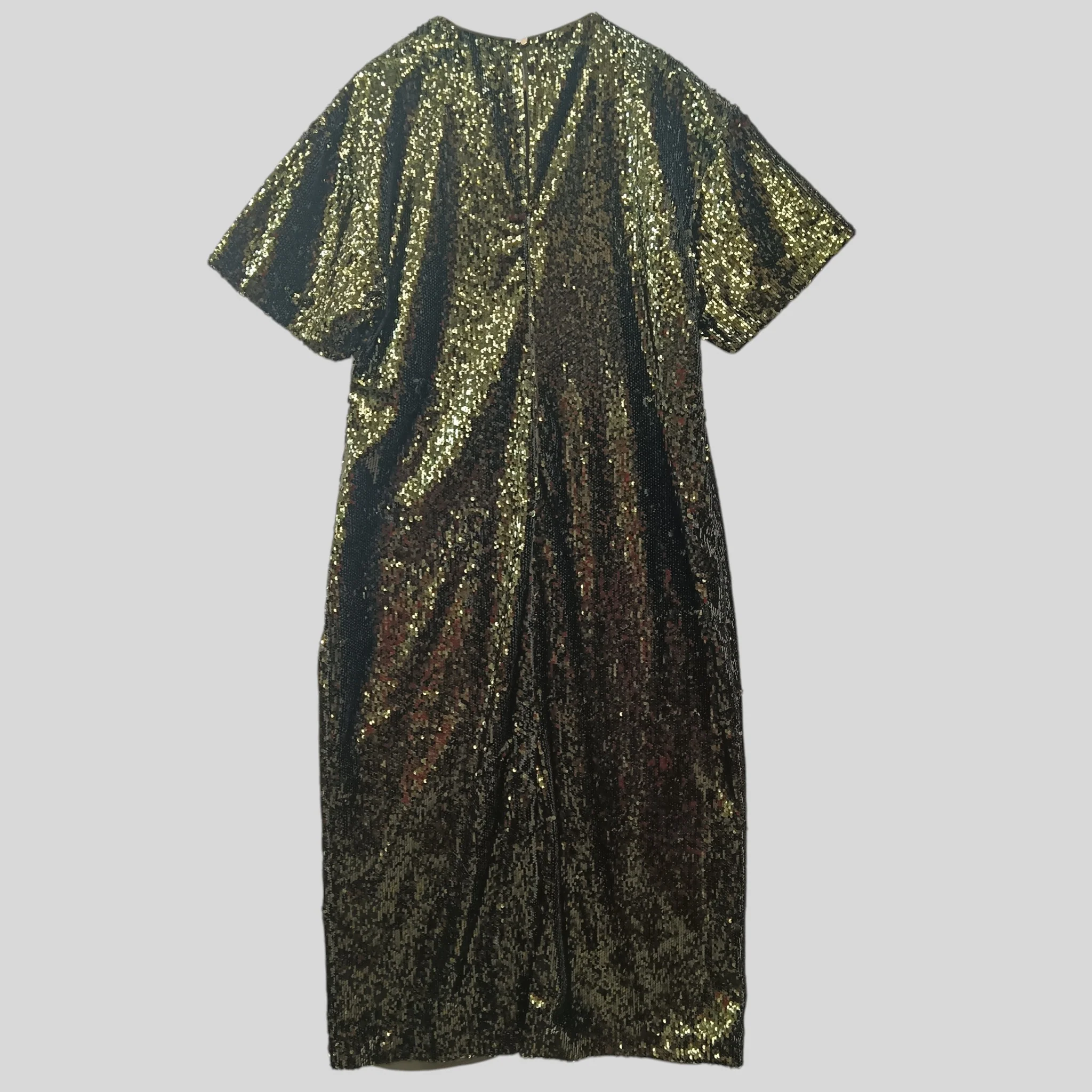 Karen Millen Green Sequins Ladies Long Dress  Short Sleeve UK 18  Womenswear | Pre-loved - Image 2