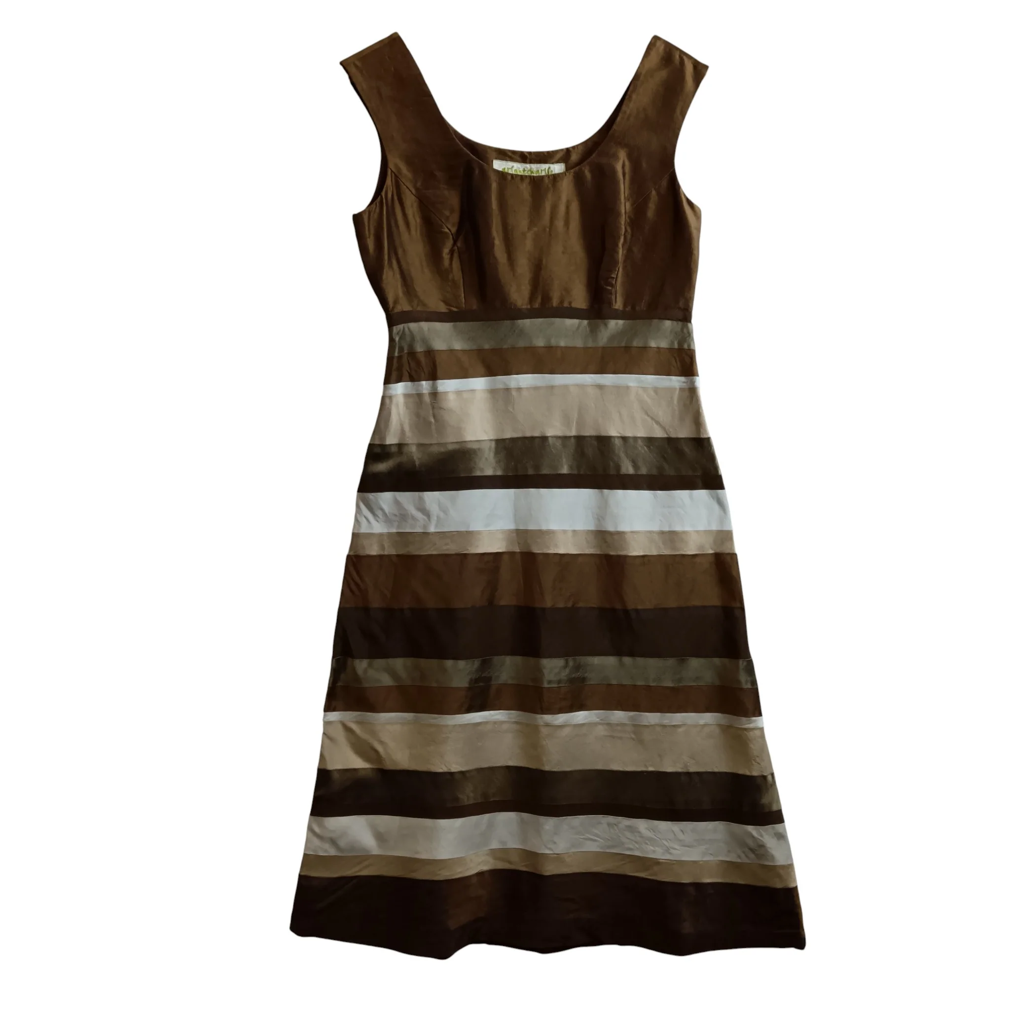Kay Unger New York Pure Silk Brown Striped Dress With Bolero Mother of Bride Outfit UK 10-12 - Womenswear | Pre-loved - Image 3