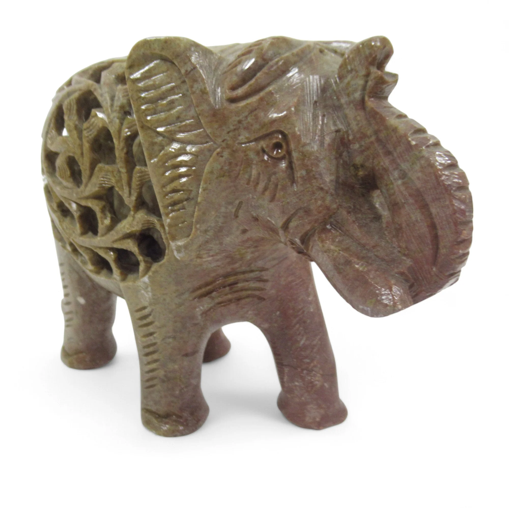 2x Undercut Carved Soapstone Elephant Figurines Unmarked | Pre-loved - Image 4