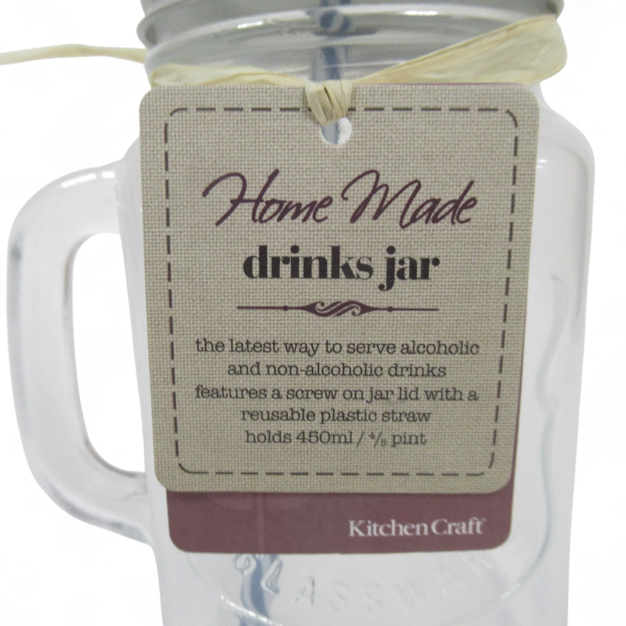 KitchenCraft Drinks Jar w/ Straw Set 450ml Kitchenware | Pre-Loved - Image 2