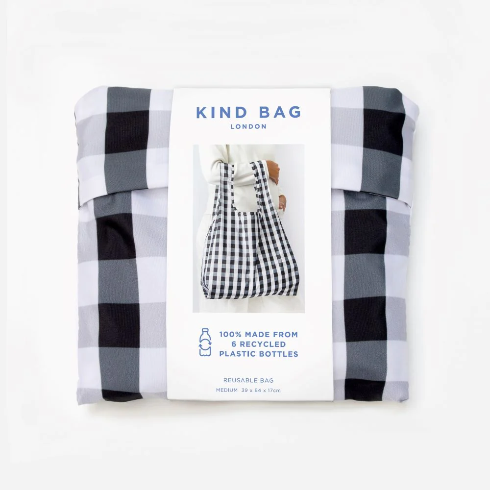 Kind Bag - Recycled Packable Shopping Bag - Gingham - Image 7