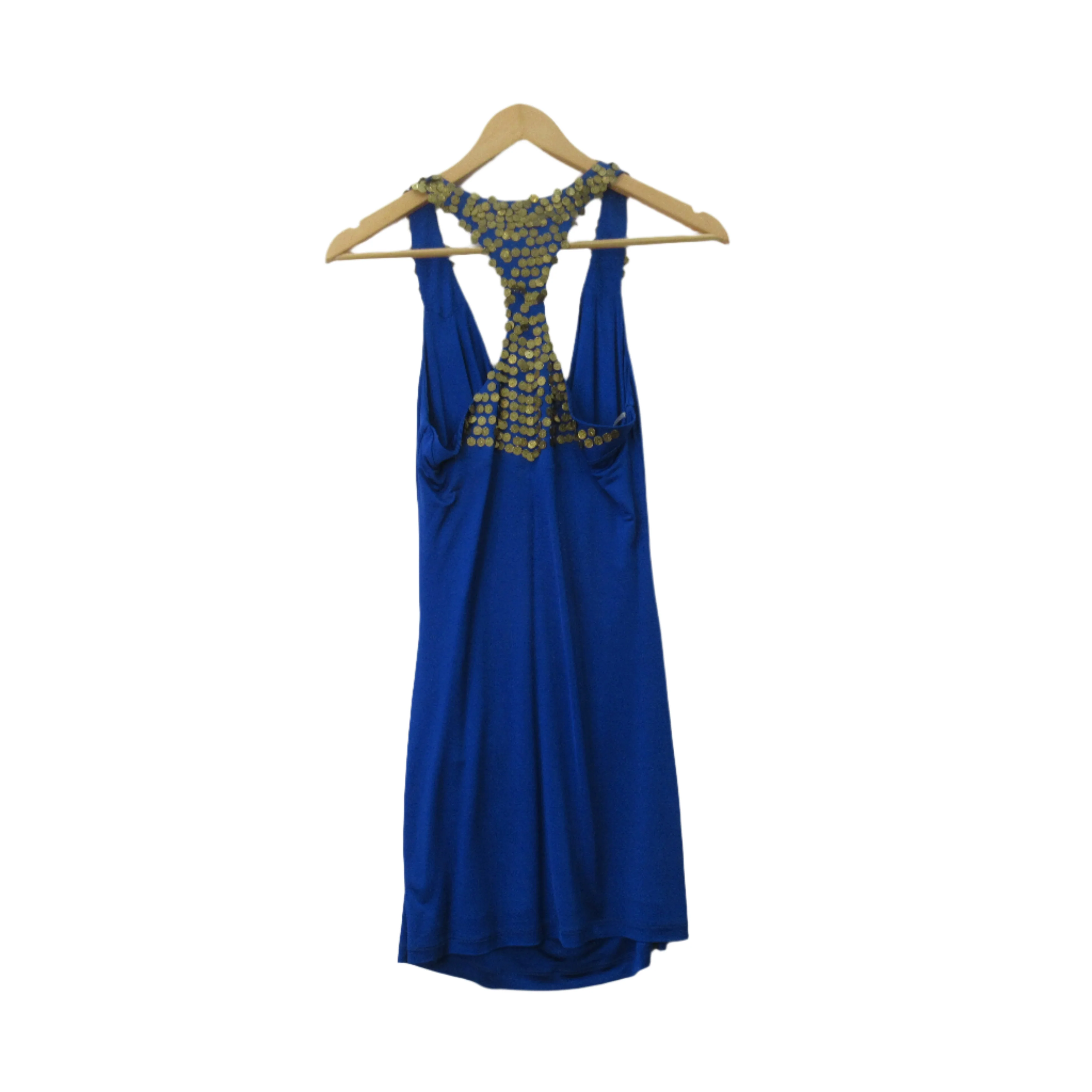 KLS Mini Dress Small Blue Gold Coin Womenswear | Pre-loved - Image 3