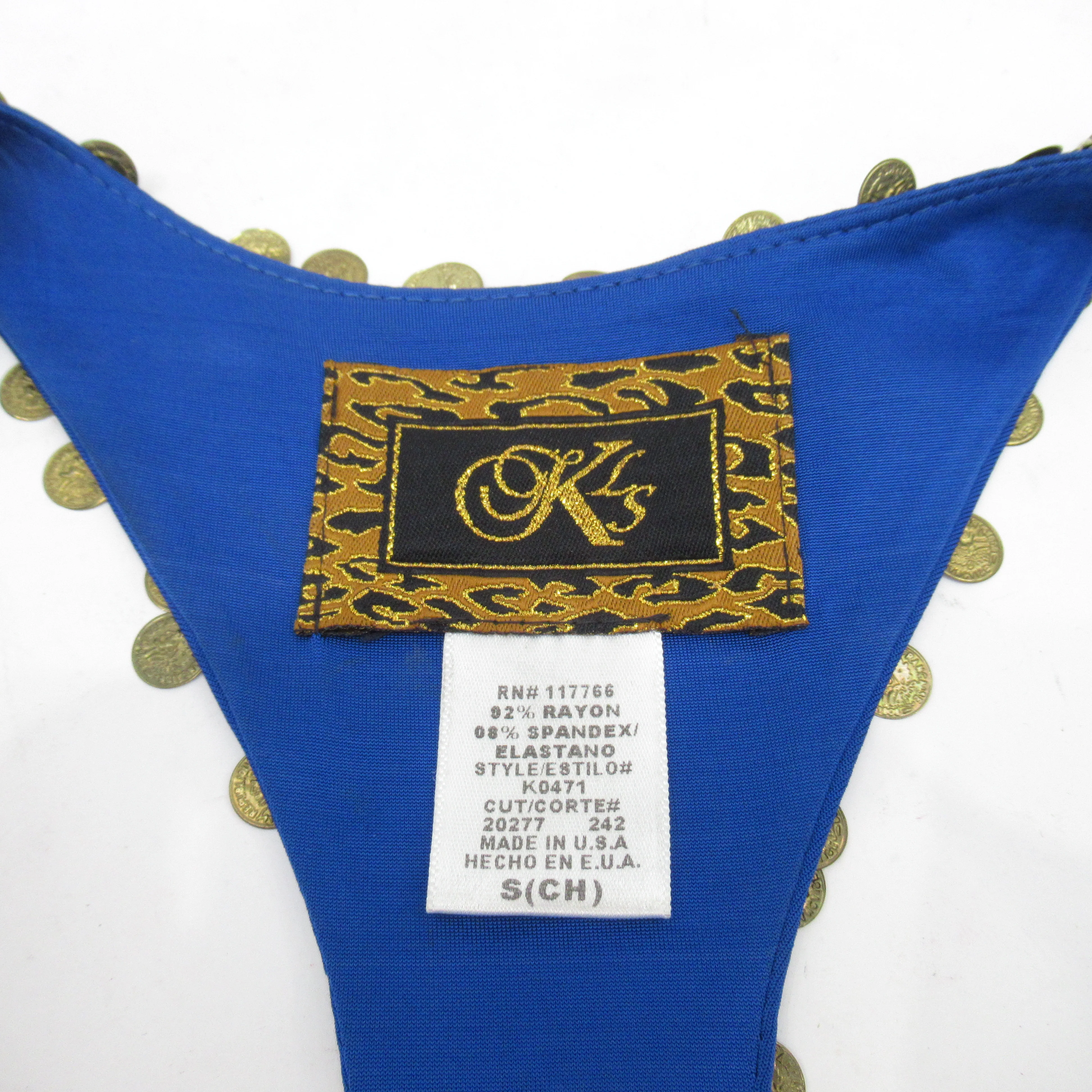 KLS Mini Dress Small Blue Gold Coin Womenswear | Pre-loved - Image 4