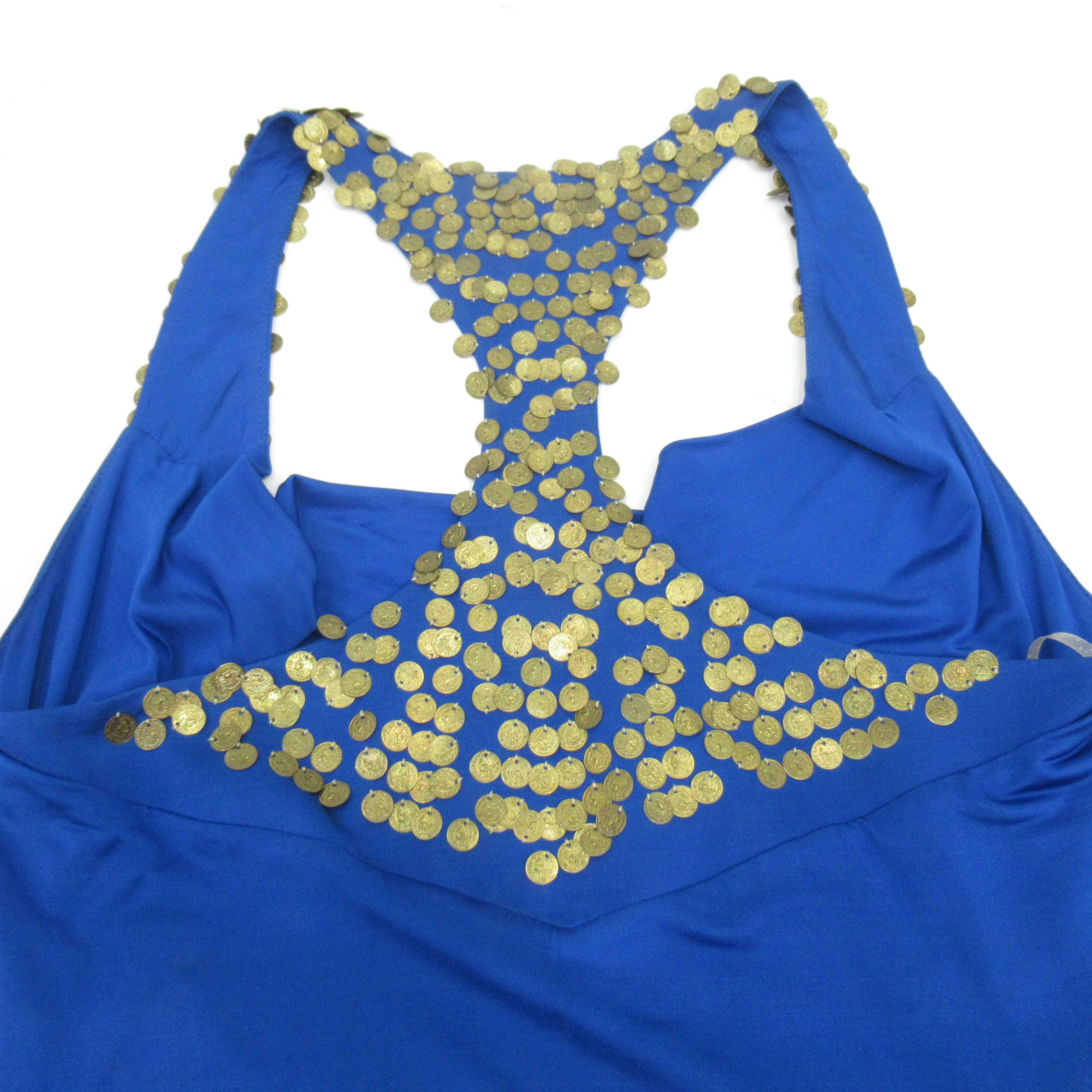 KLS Mini Dress Small Blue Gold Coin Womenswear | Pre-loved - Image 5