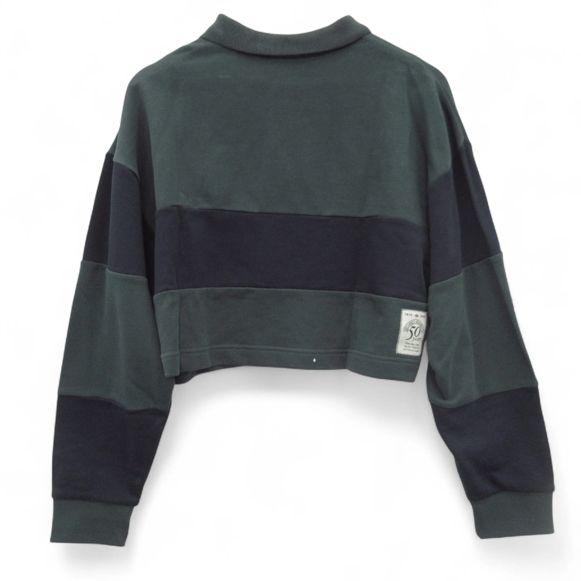 Women's Adidas Rugby Crew Crop Polo Top UK12 Green/Navy | Pre-loved - Image 2