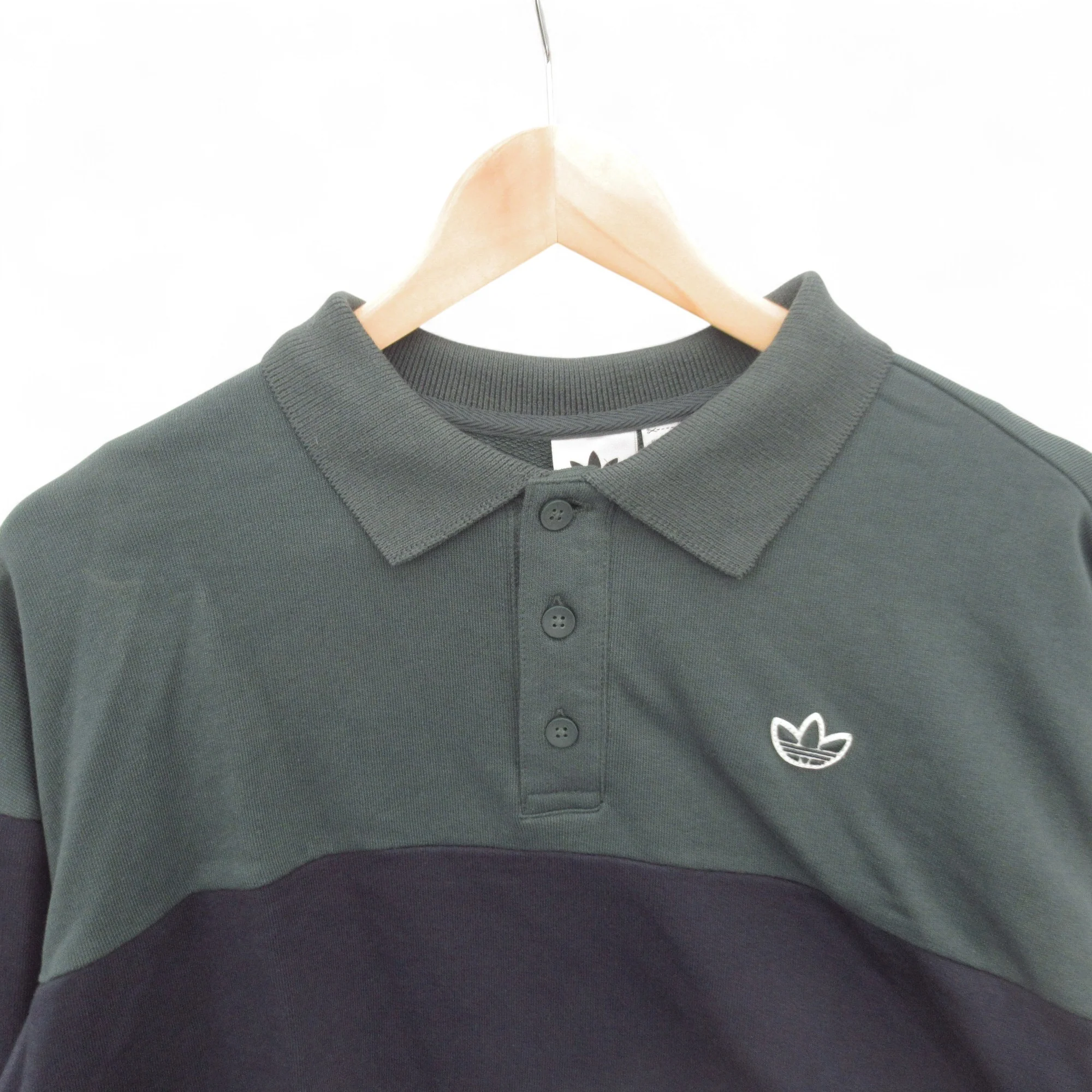 Women's Adidas Rugby Crew Crop Polo Top UK12 Green/Navy | Pre-loved - Image 6