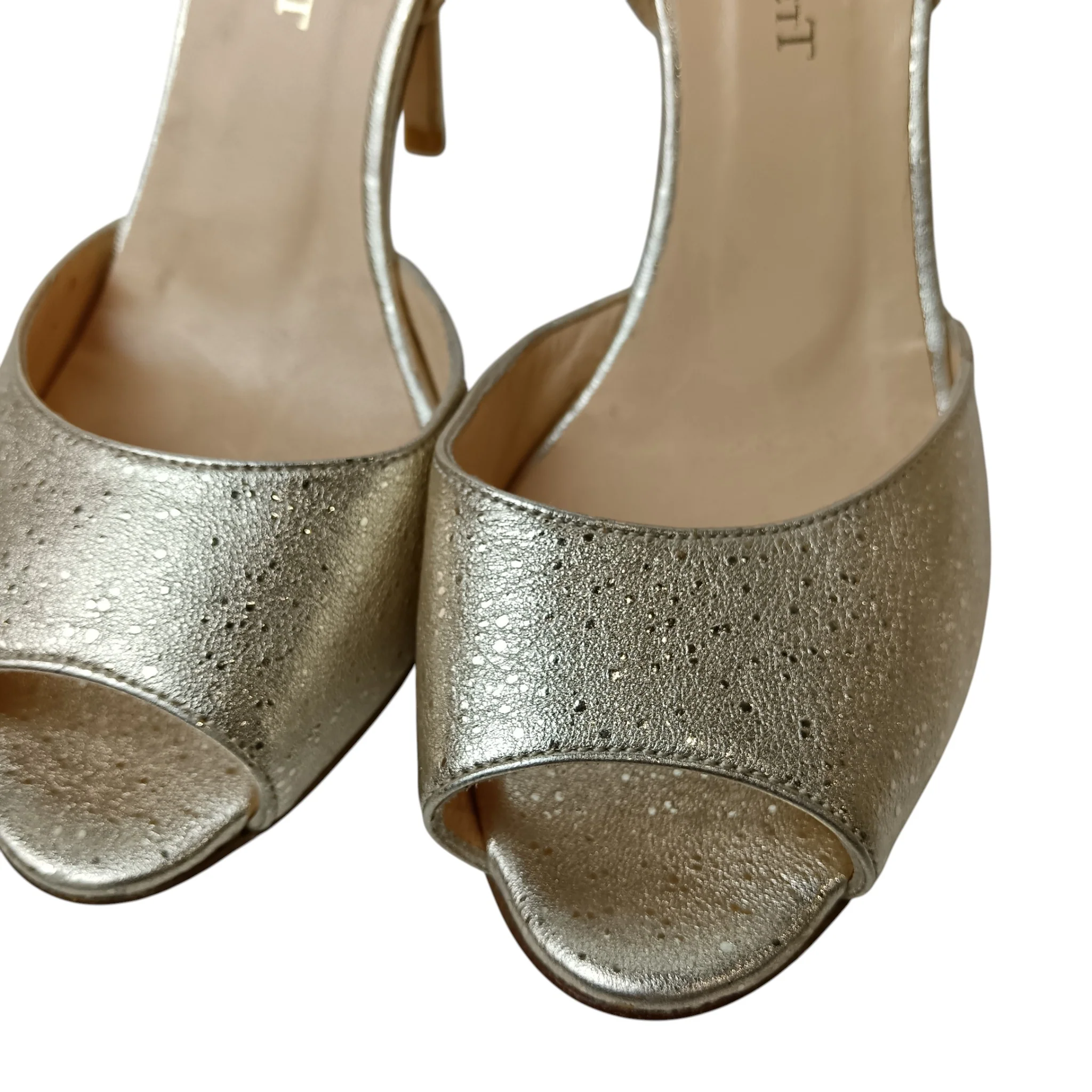 L. K. Bennett  Ladies All Leather Gold Heeled Peep Toe Shoes UK 5 - Womenswear | Preloved - Image 2