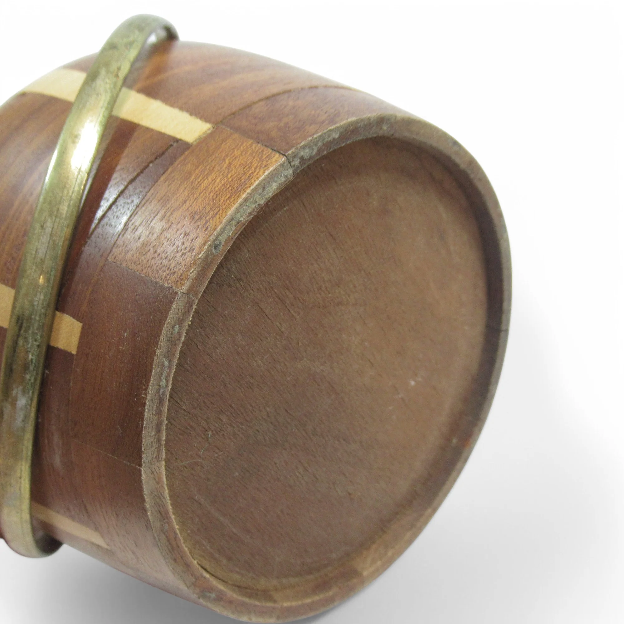 Lancraft Laminated Brown Woodware Ice Bucket Handled | Preloved - Image 5