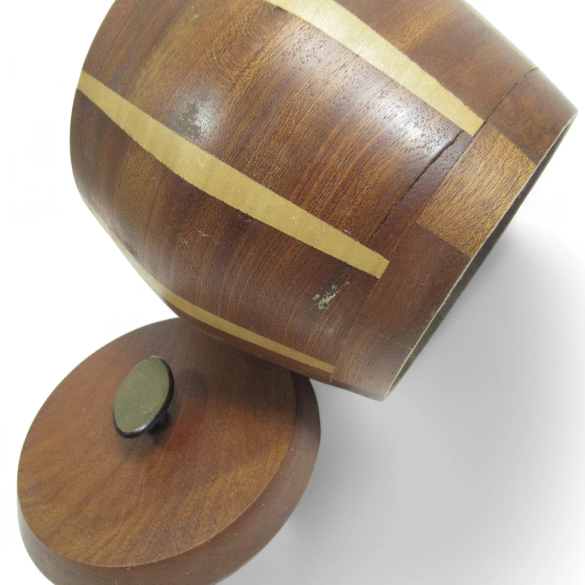 Lancraft Laminated Brown Woodware Ice Bucket Handled | Preloved - Image 6