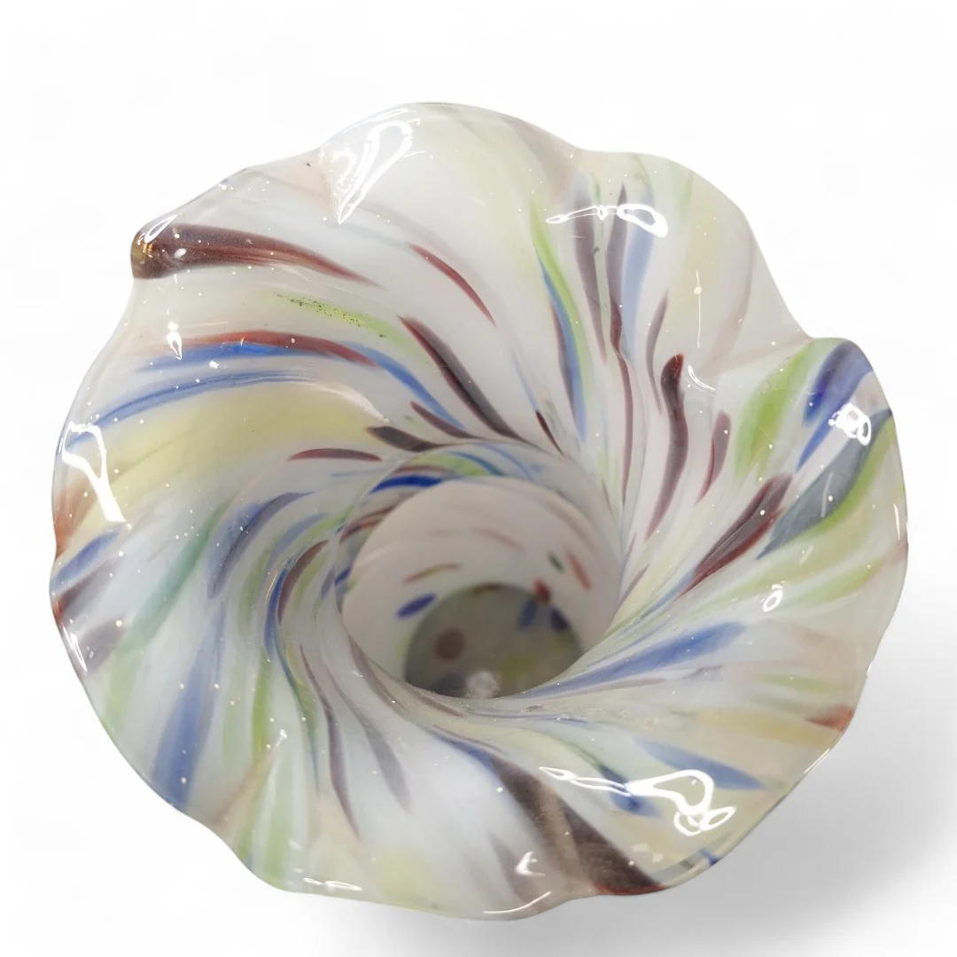 Large Glass Vase Murano-Style Swirl Pattern 36cm Decorative | Preloved - Image 5