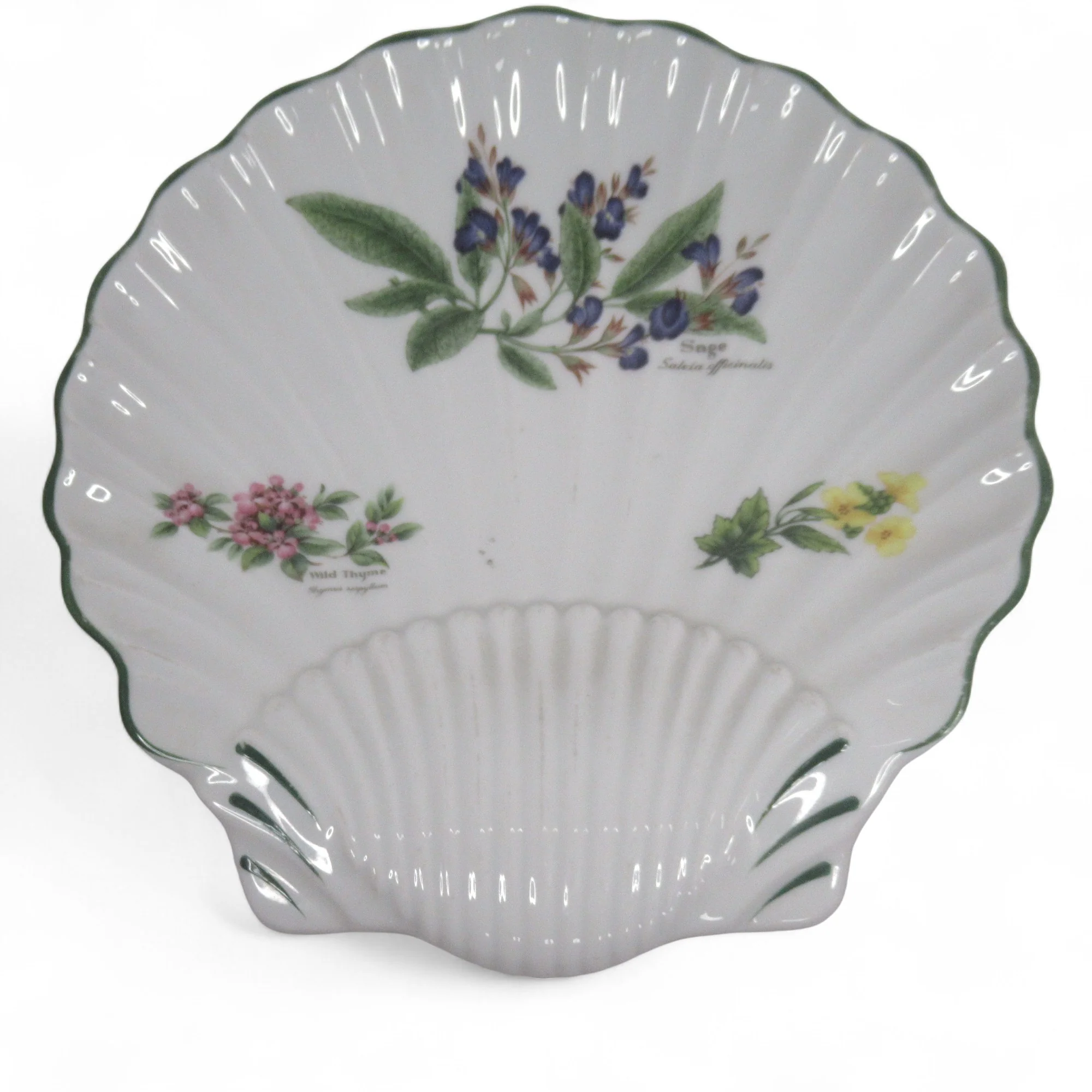 Royal Worcester 1990 Herbs Shell Shaped Dish Porcelain 9" | Pre-loved