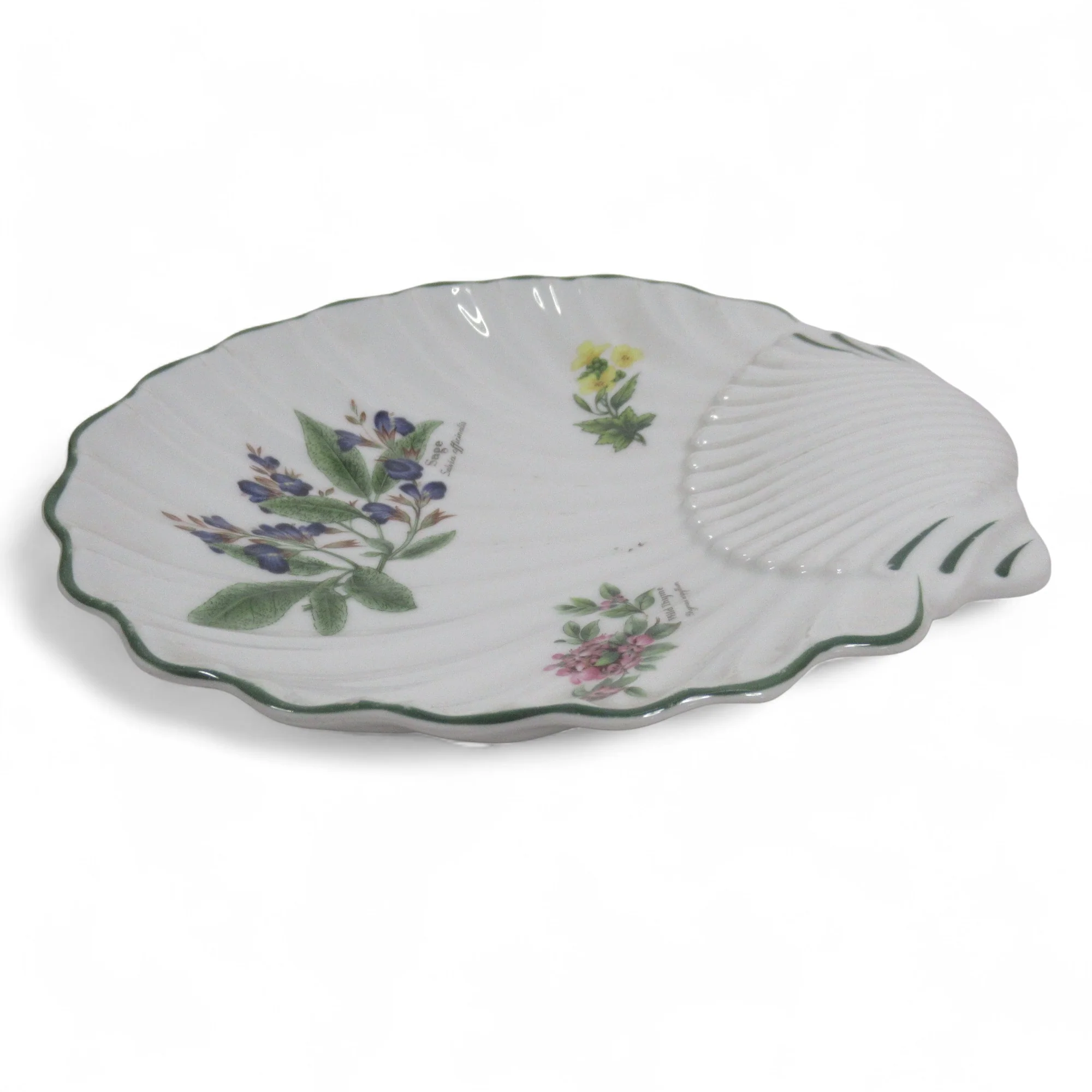 Royal Worcester 1990 Herbs Shell Shaped Dish Porcelain 9" | Pre-loved - Image 2