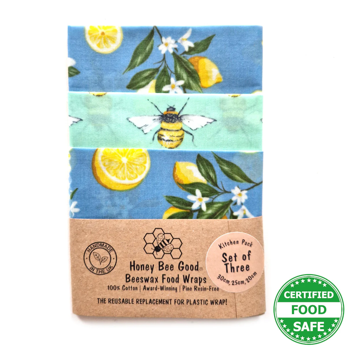 Lemonade | Set of 3 Beeswax Food Wraps | Honey Bee Good