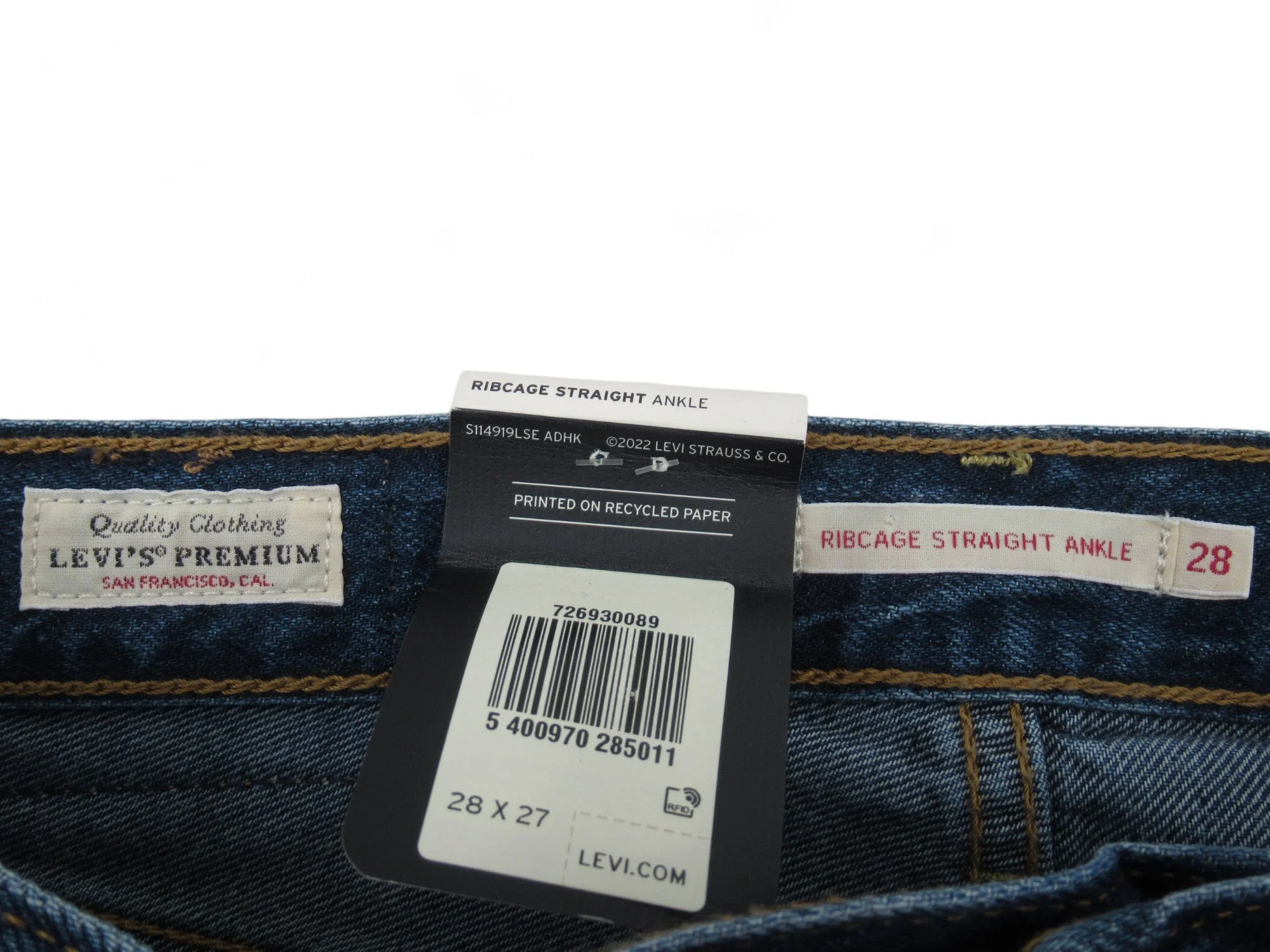 Levi Strauss & Co W28 L27 Blue Denim Rib Cage Jeans Womenswear | Preloved - Image 5