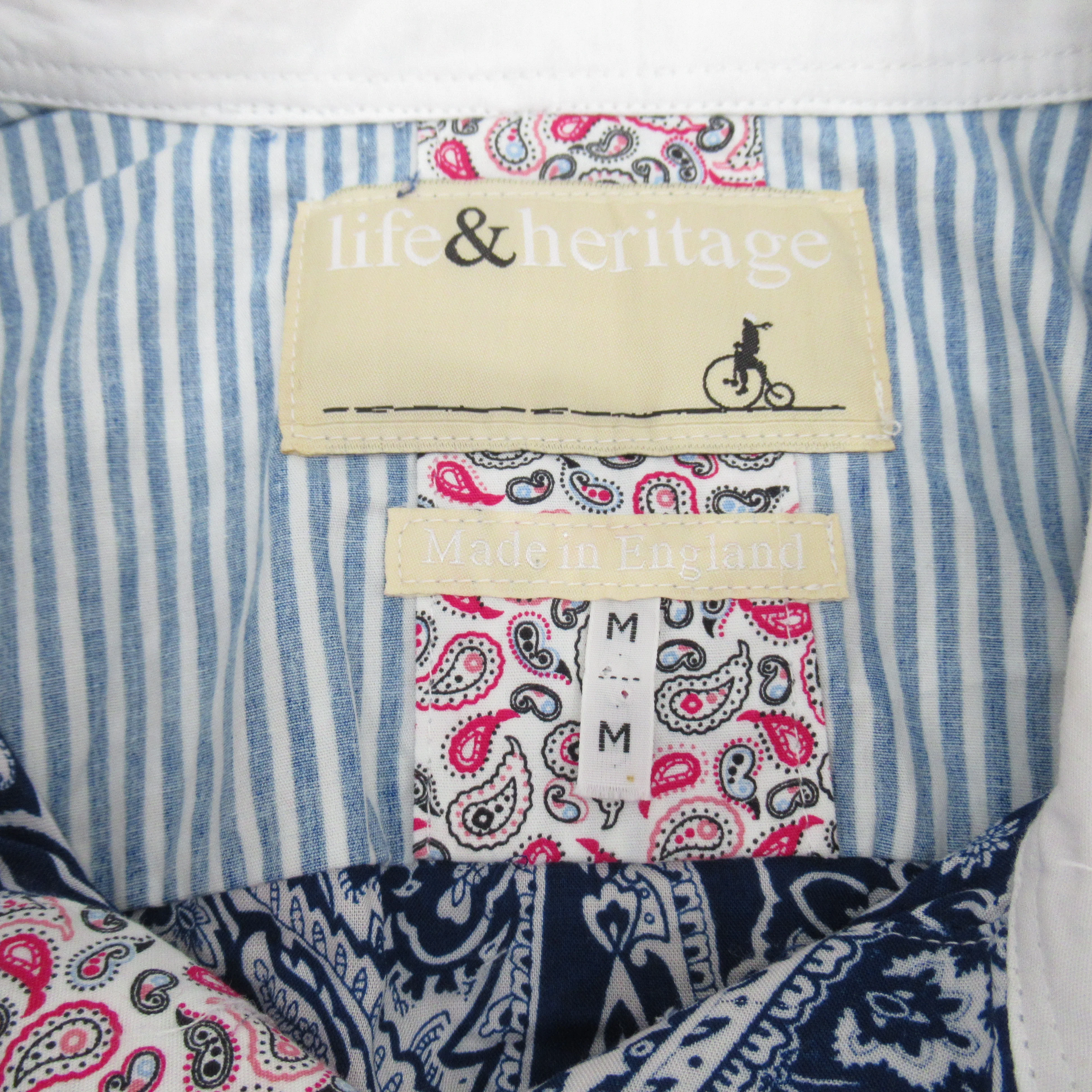 Life & Heritage Shirt Blue Paisley Medium Menswear | Pre-loved - Image 3