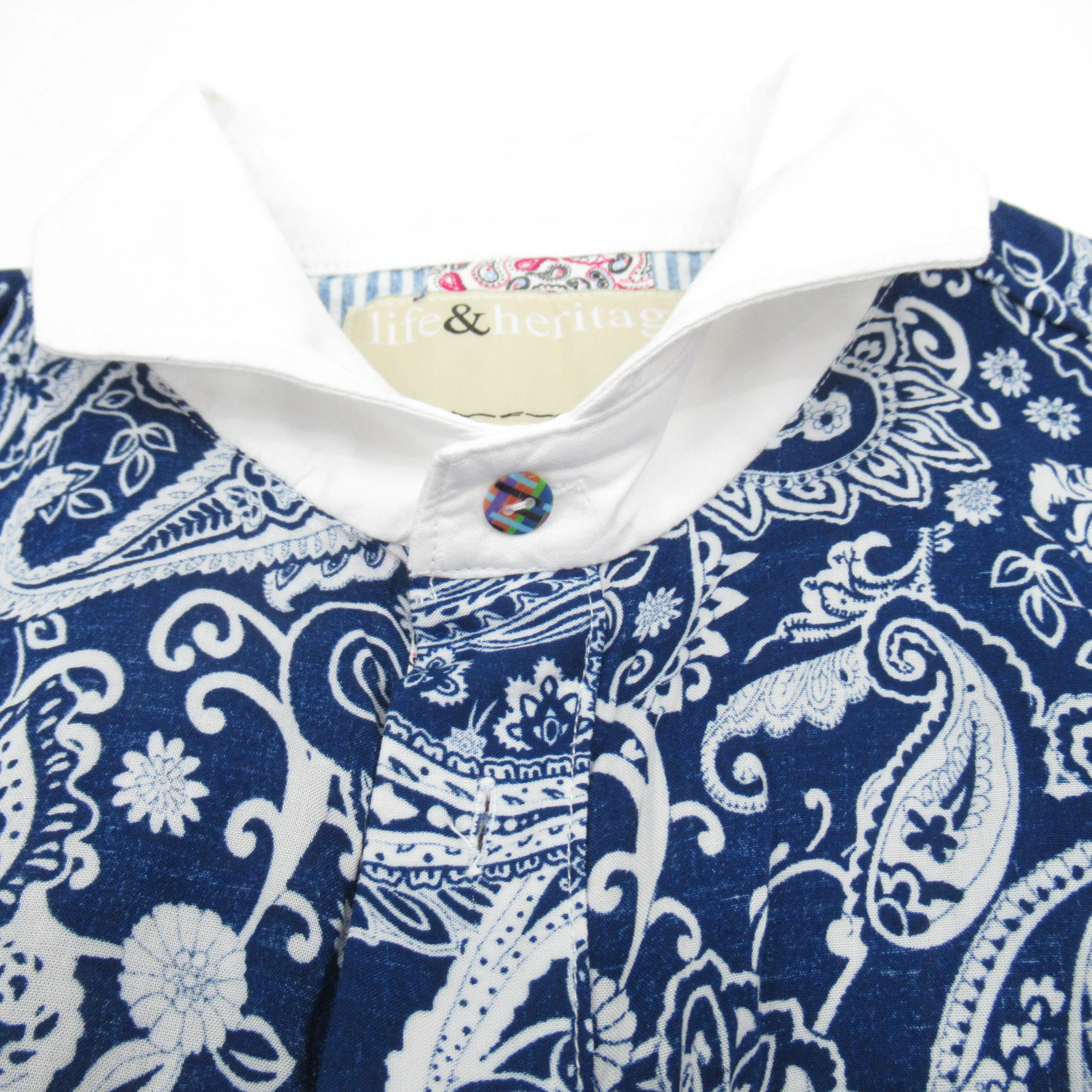 Life & Heritage Shirt Blue Paisley Medium Menswear | Pre-loved - Image 6