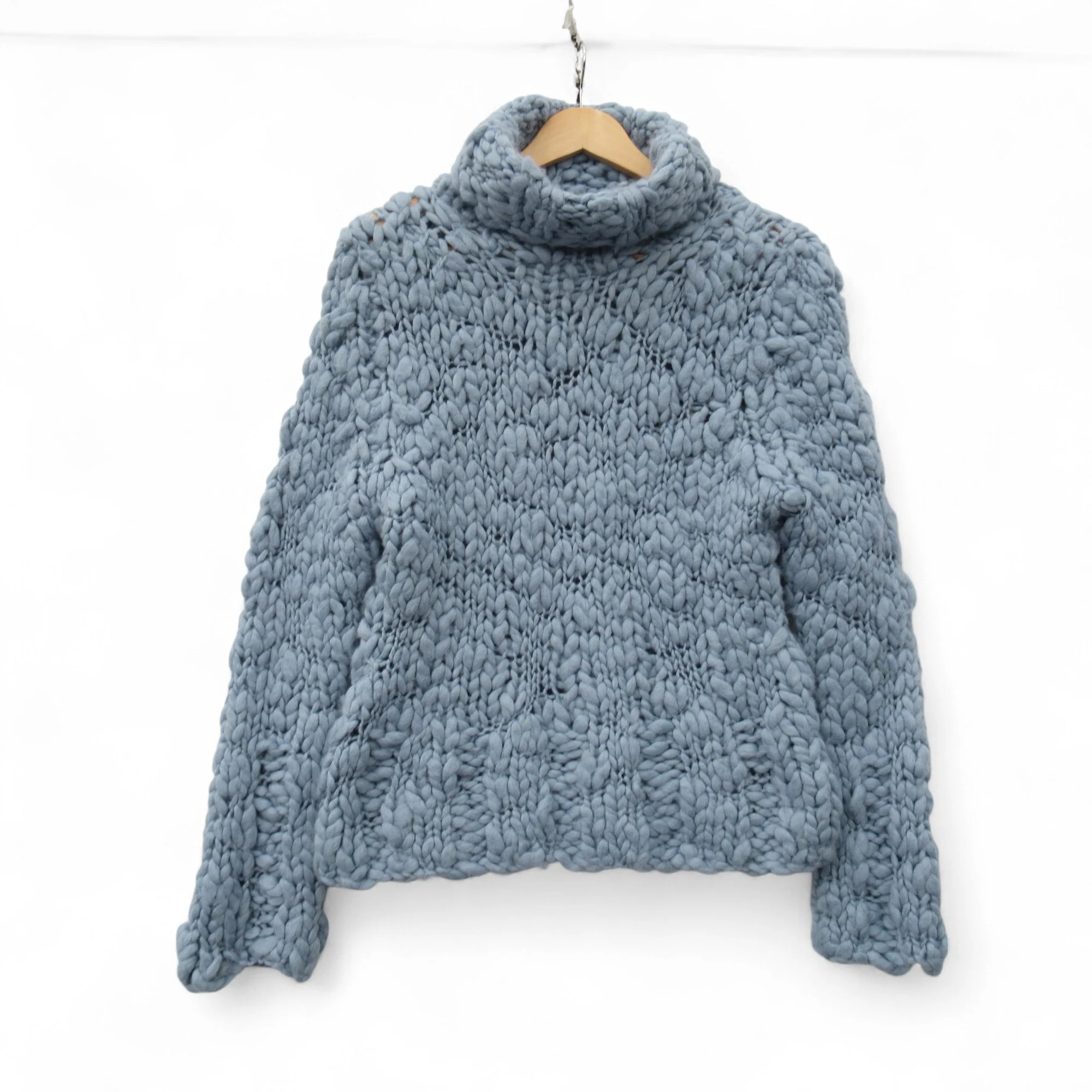Linea Chunky Knit Roll Neck Jumper Blue UK 12 Womenswear | Pre-loved