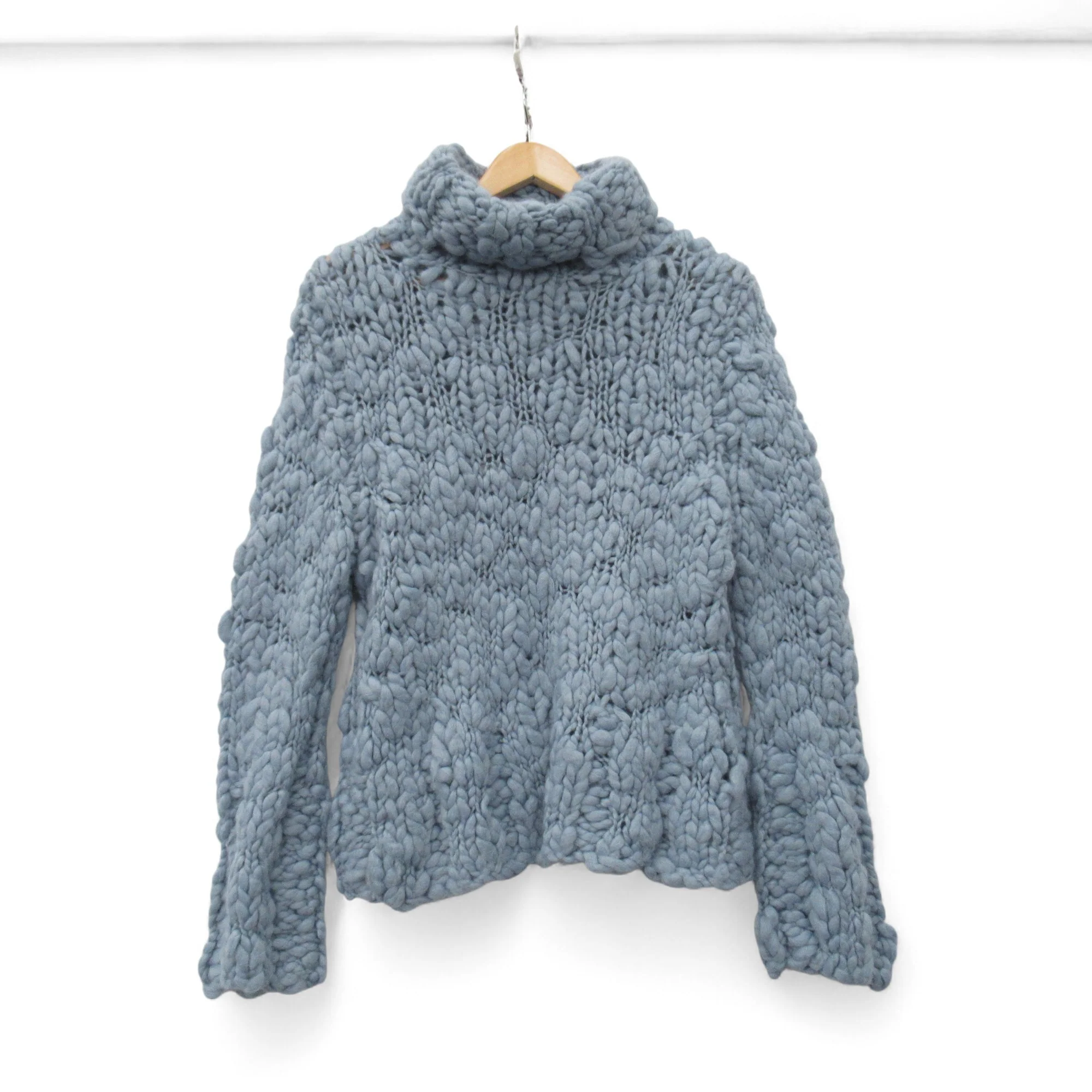 Linea Chunky Knit Roll Neck Jumper Blue UK 12 Womenswear | Pre-loved - Image 4
