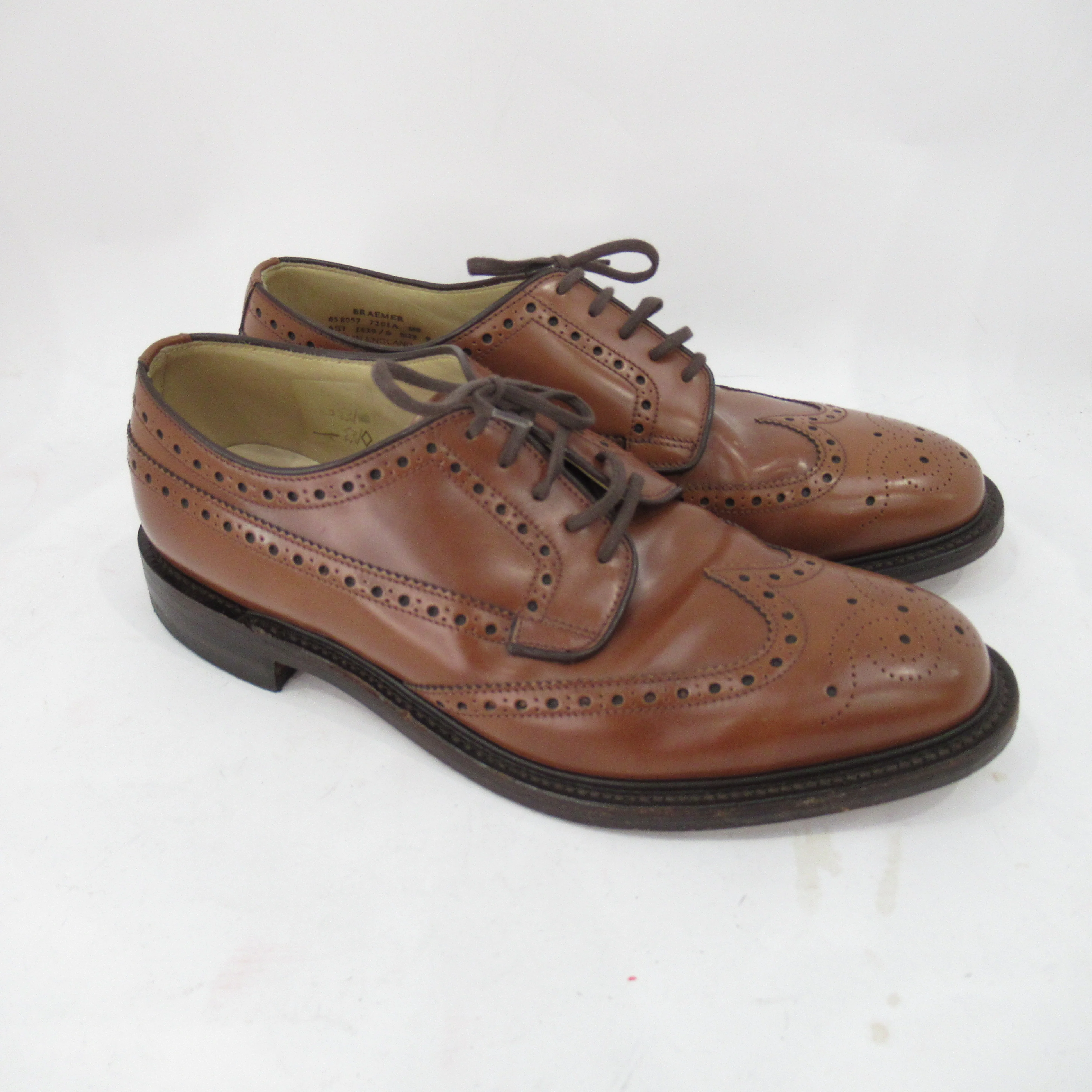 Loake Brogue Leather Shoes UK 9 Brown Menswear | Pre-loved - Image 4
