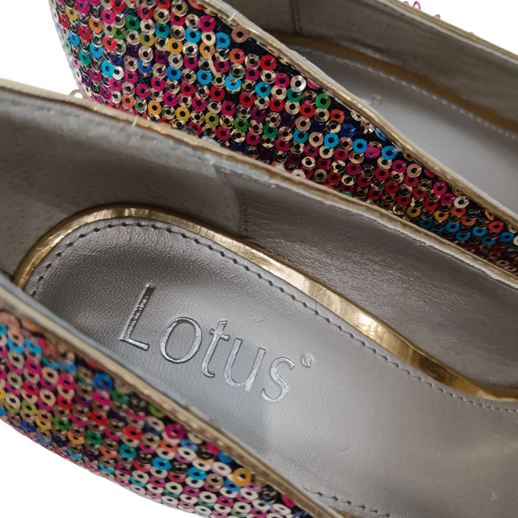 Lotus Multicoloured Sequins Heeled Shoes UK 6 -Tags On-  Womenswear | Preloved - Image 5