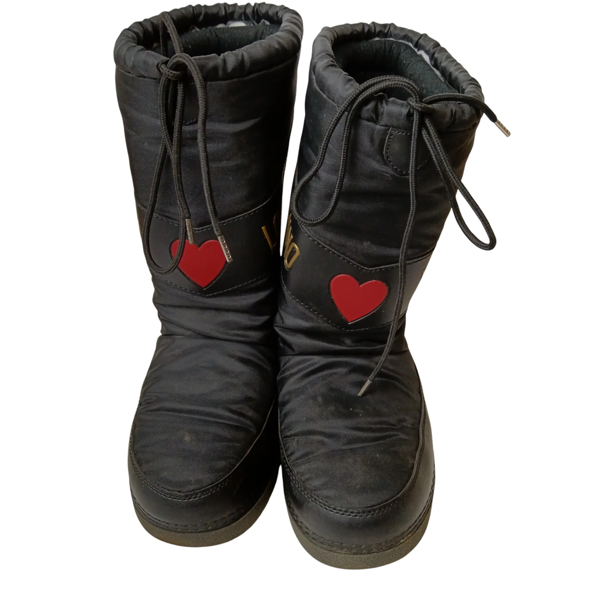 Love Moschino Black Snow Boots Front Heart Women's UK 4-5  Womenswear | Pre-loved